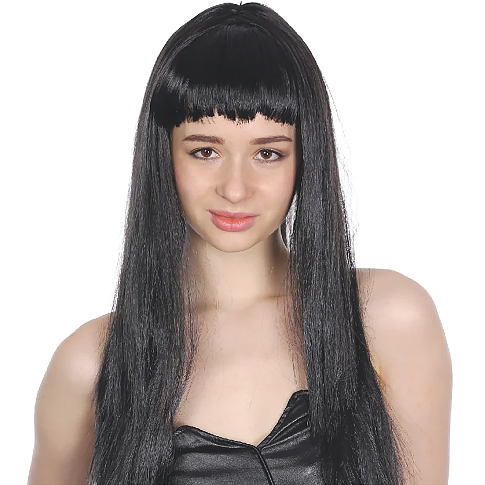 Black Long Glamour Wig With Fringe