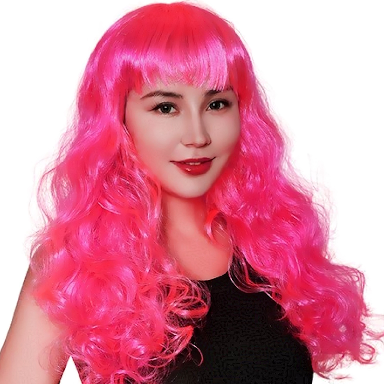 Adult Hot Pink Wavy Long Wig