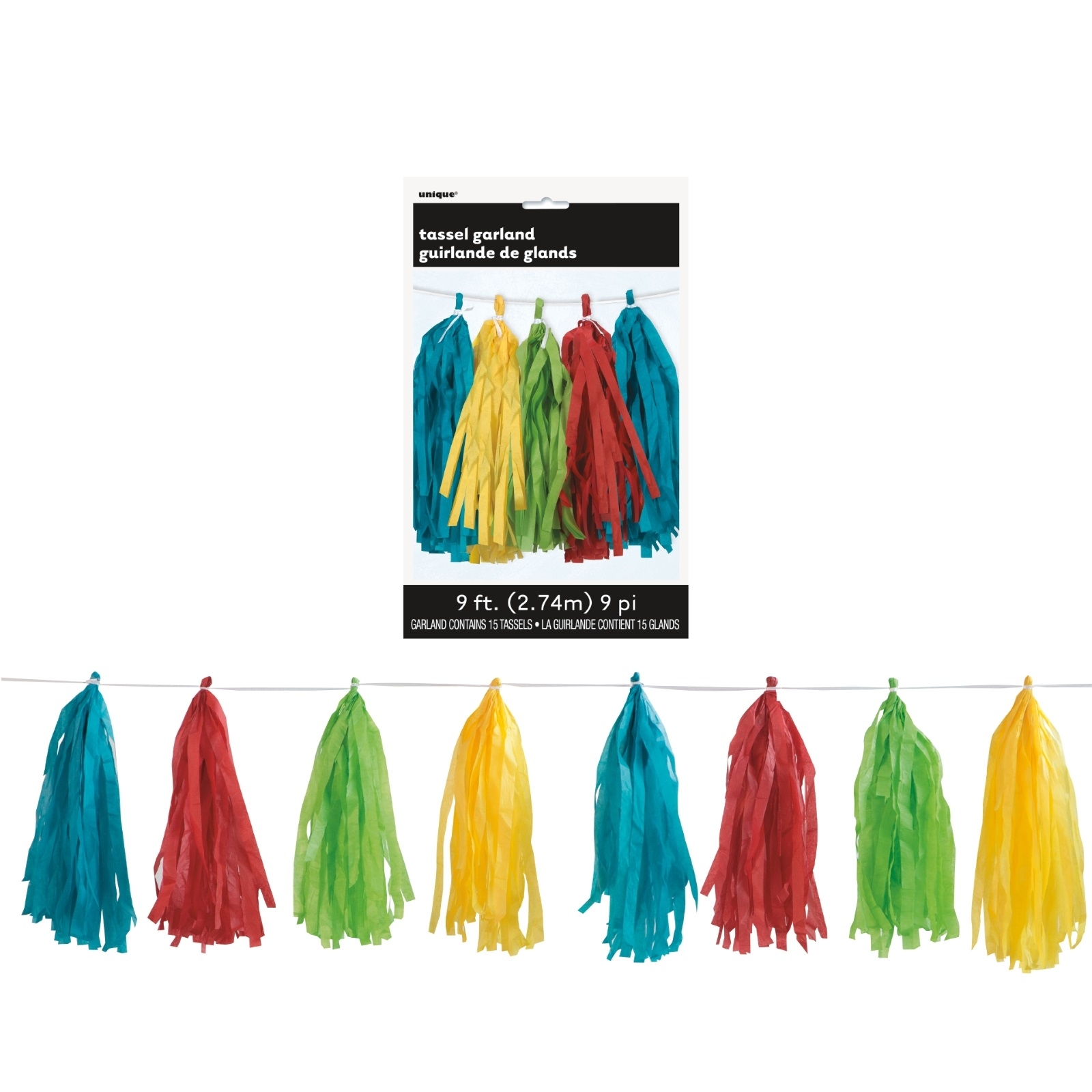 Rainbow Tissue Paper Tassel Garland