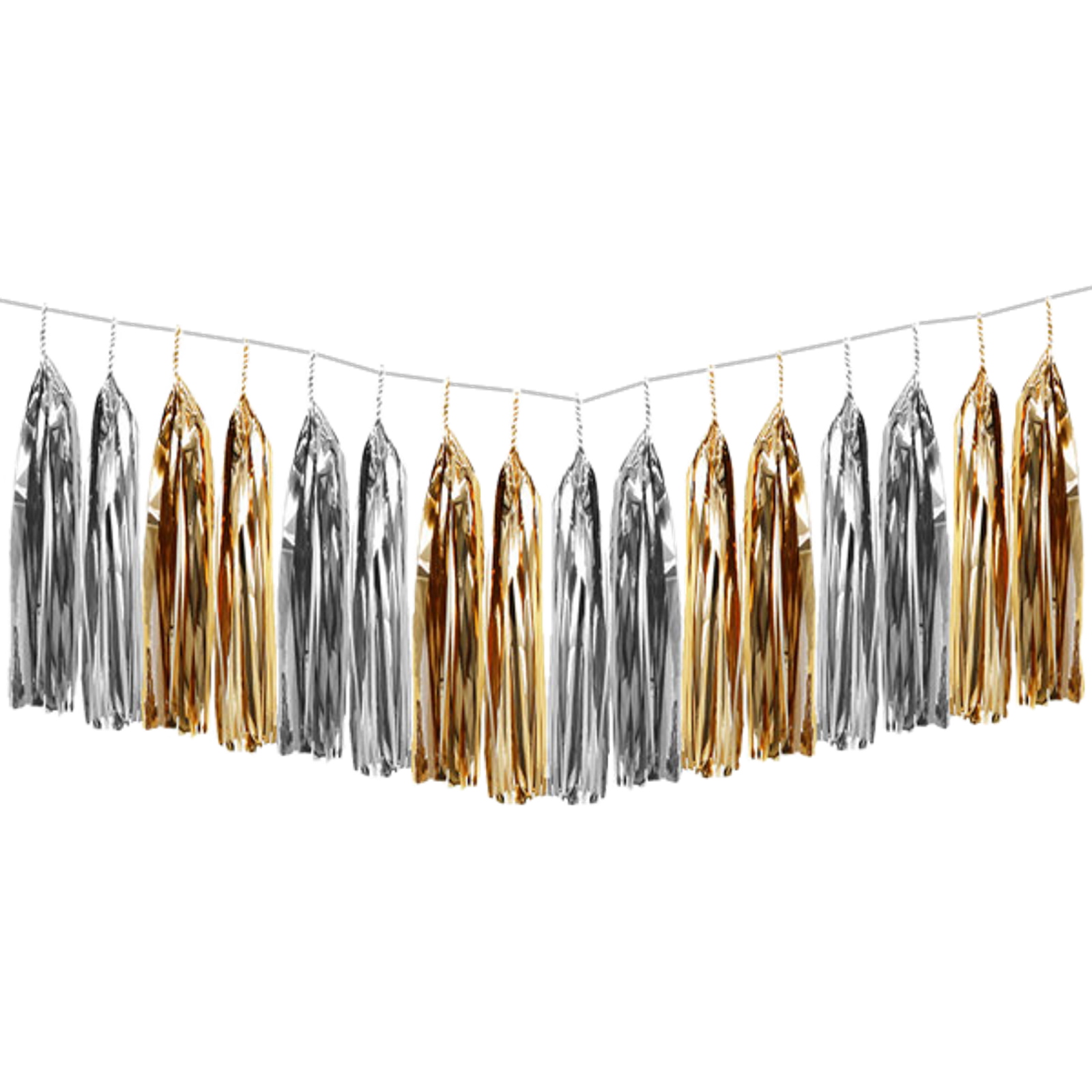 Gold and Silver Foil Paper Tassel Garland Kit