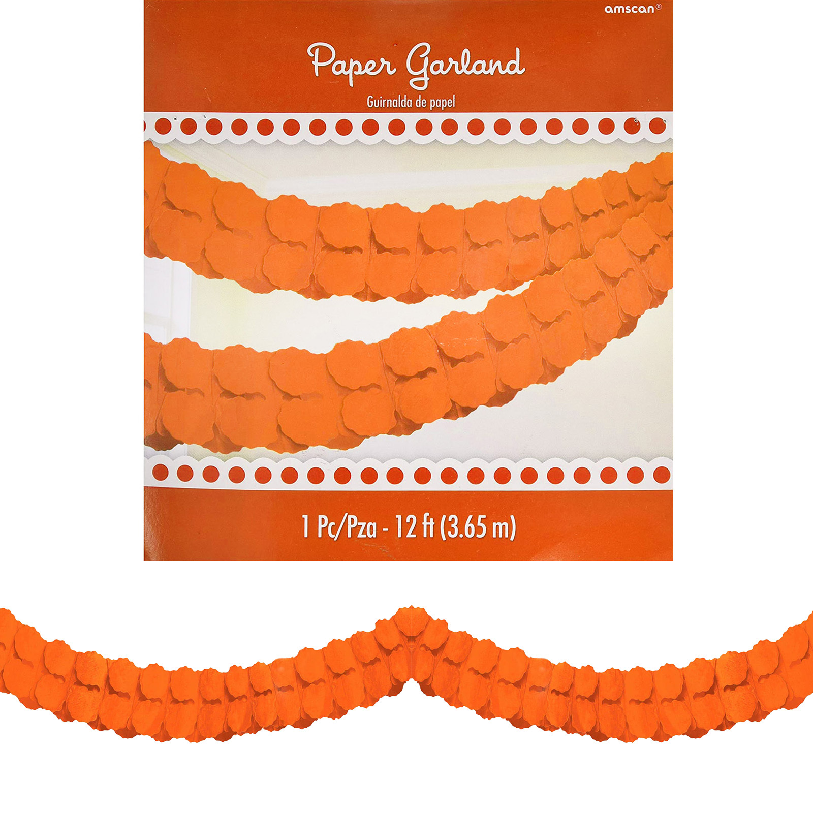 Orange Paper Garland 3.65m