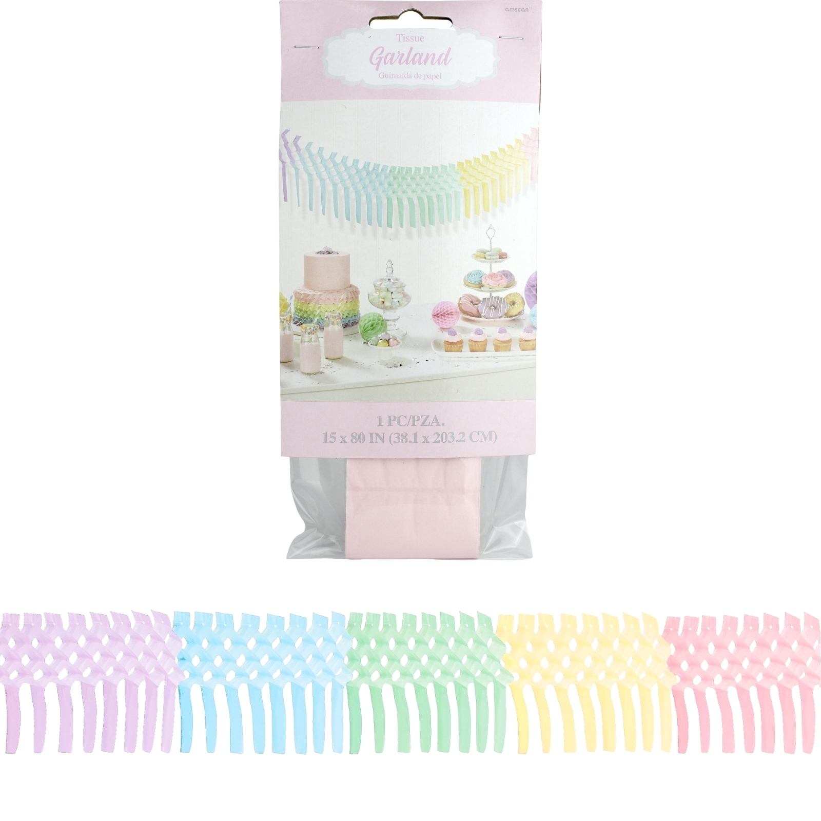 Pretty Pastel Accordion Tissue Paper Garland Banner - Discount Party ...