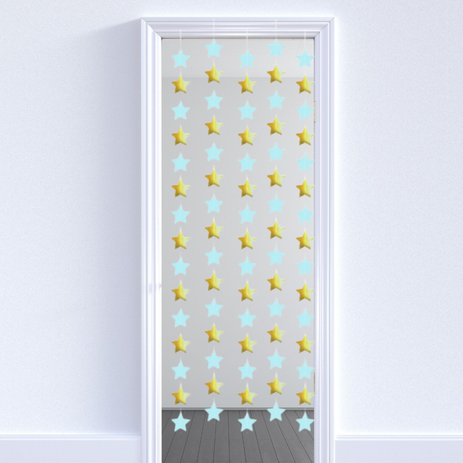 Light Blue and Gold Star Garland String Decorations (Pack of 2)