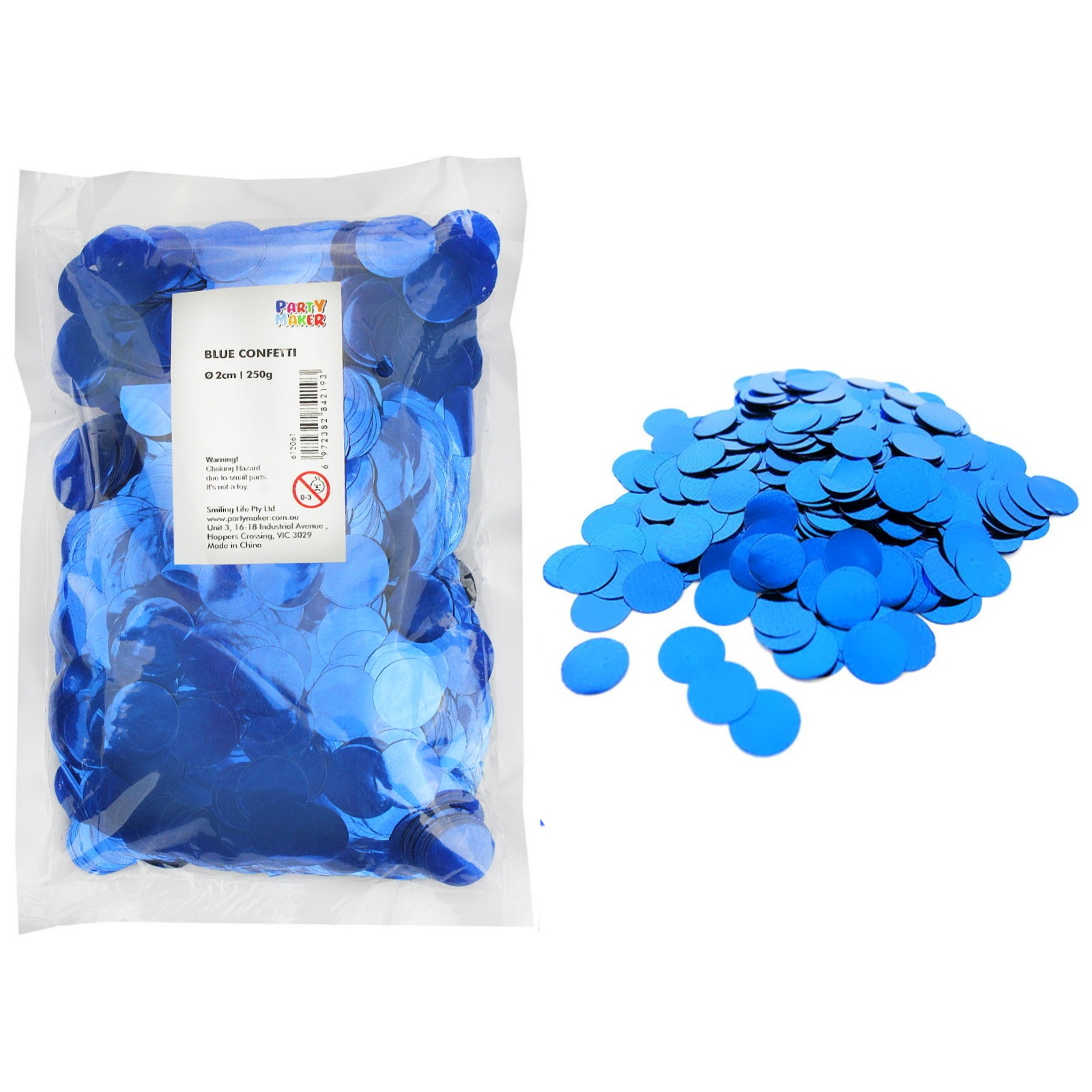 Bulk Metallic Blue Confetti 2cm (250g)