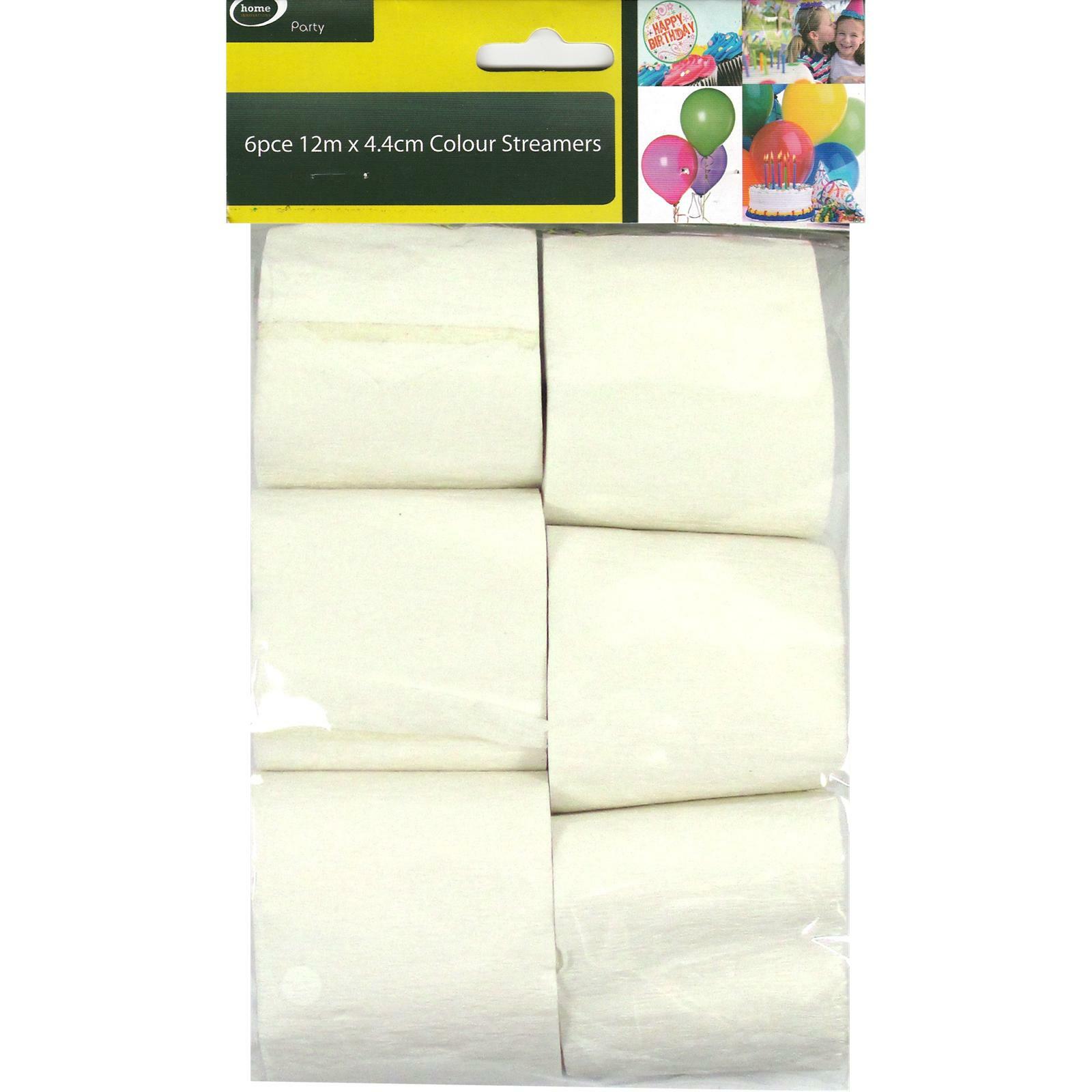 White Crepe Streamers (Pack of 6)