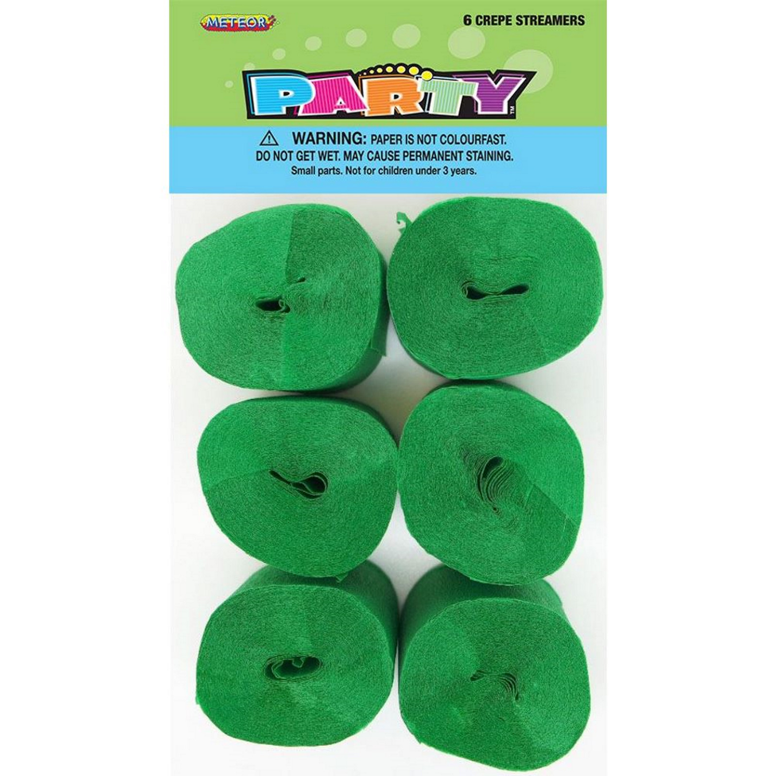 Green Crepe Streamers (Pack of 6)
