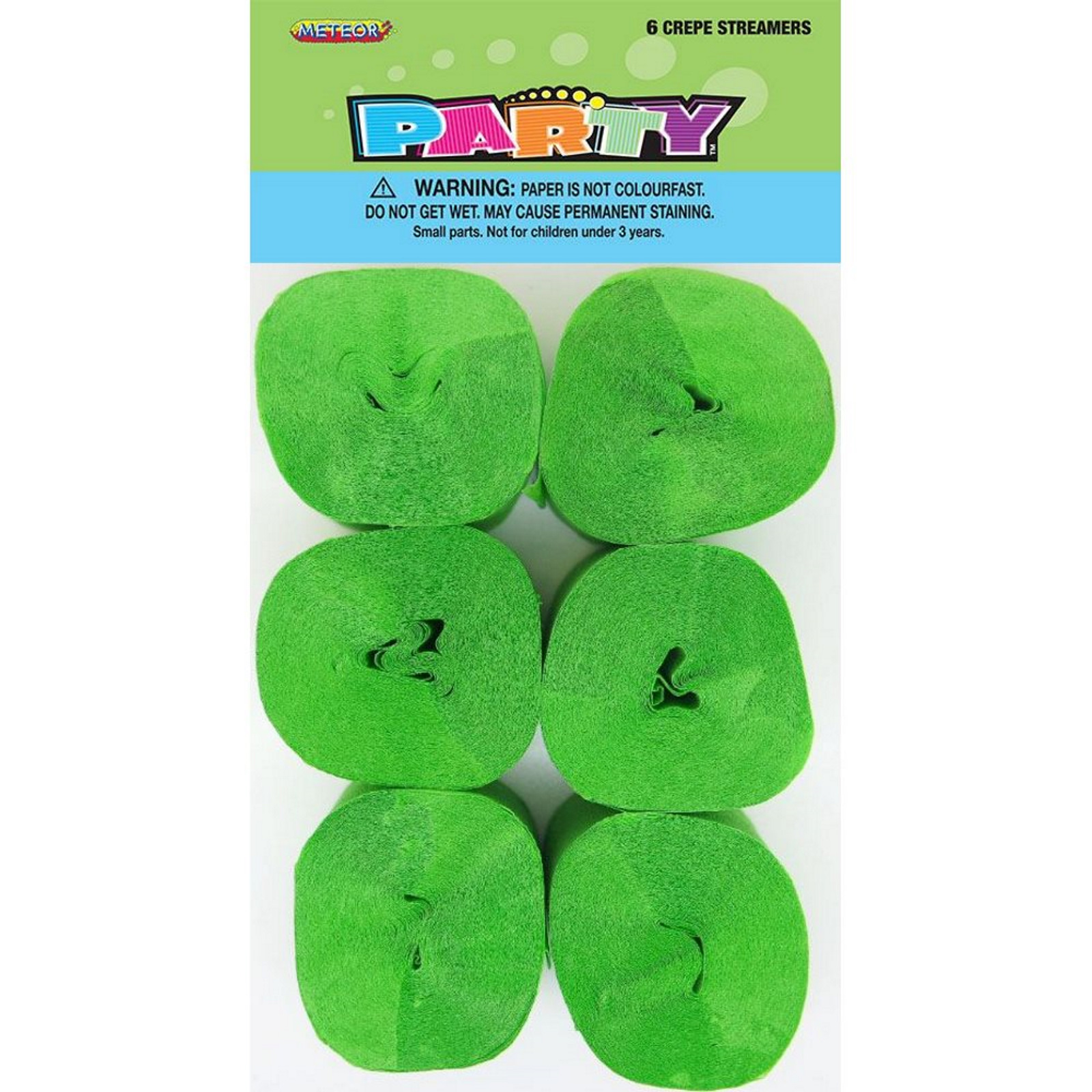Lime Green Crepe Streamers (Pack of 6)