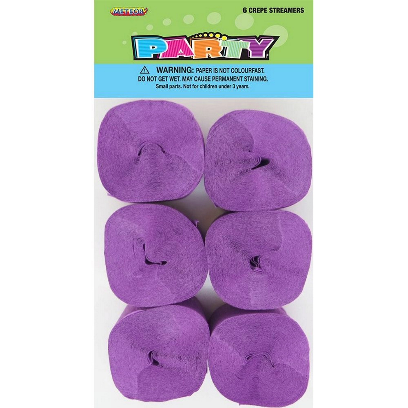 Purple Crepe Streamers (Pack of 6)