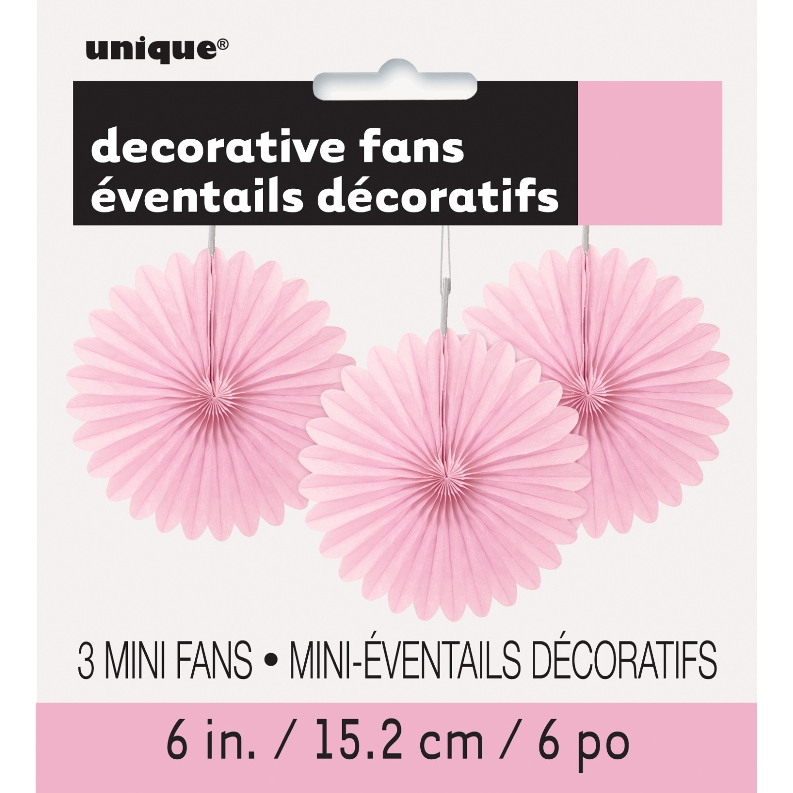 Light Pink Mini Tissue Paper Fan Decorations (Pack of 3)