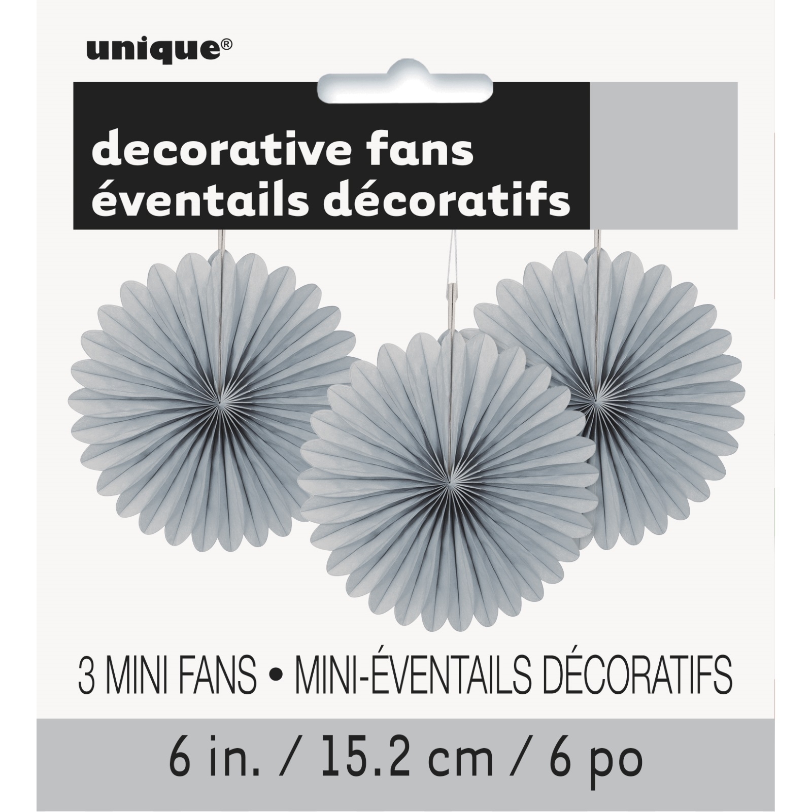 Silver Mini Tissue Paper Fan Decorations (Pack of 3)