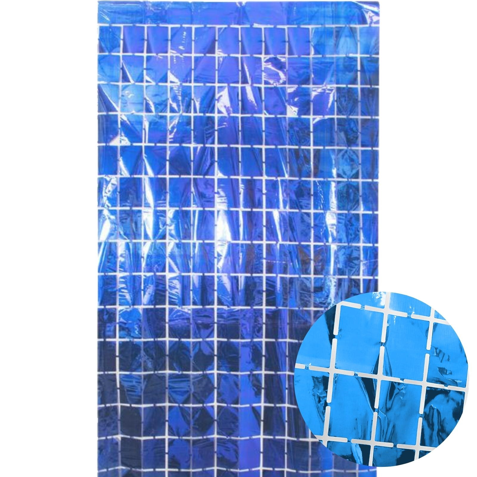Metallic Blue Rectangle Foil Backdrop Curtain 100cm x 200cm