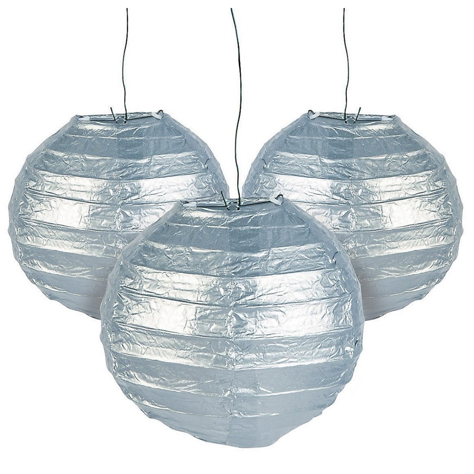 Mini Paper Lanterns Silver (Pack of 12)