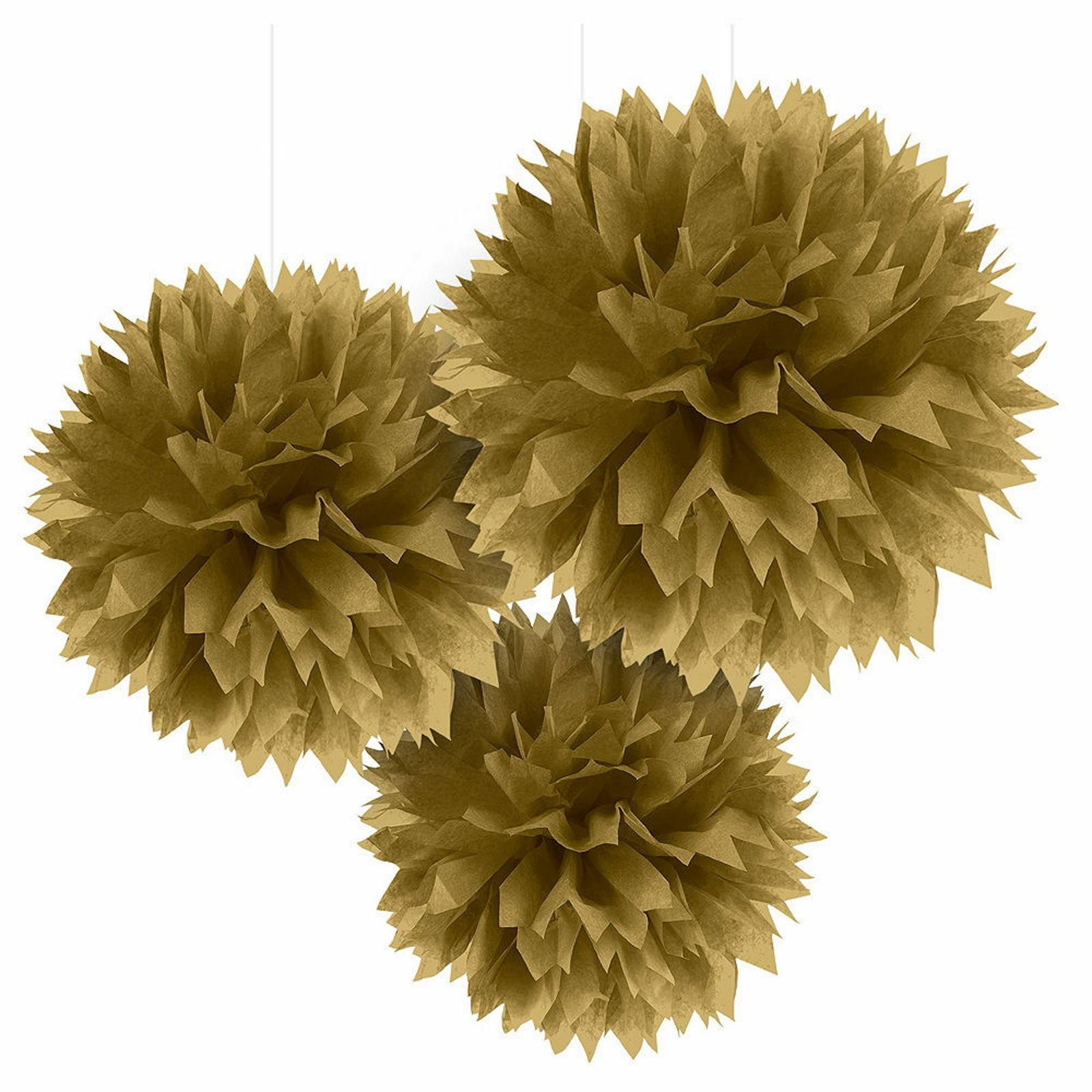 Gold Tissue Paper Pom Pom Balls (Pack of 3)