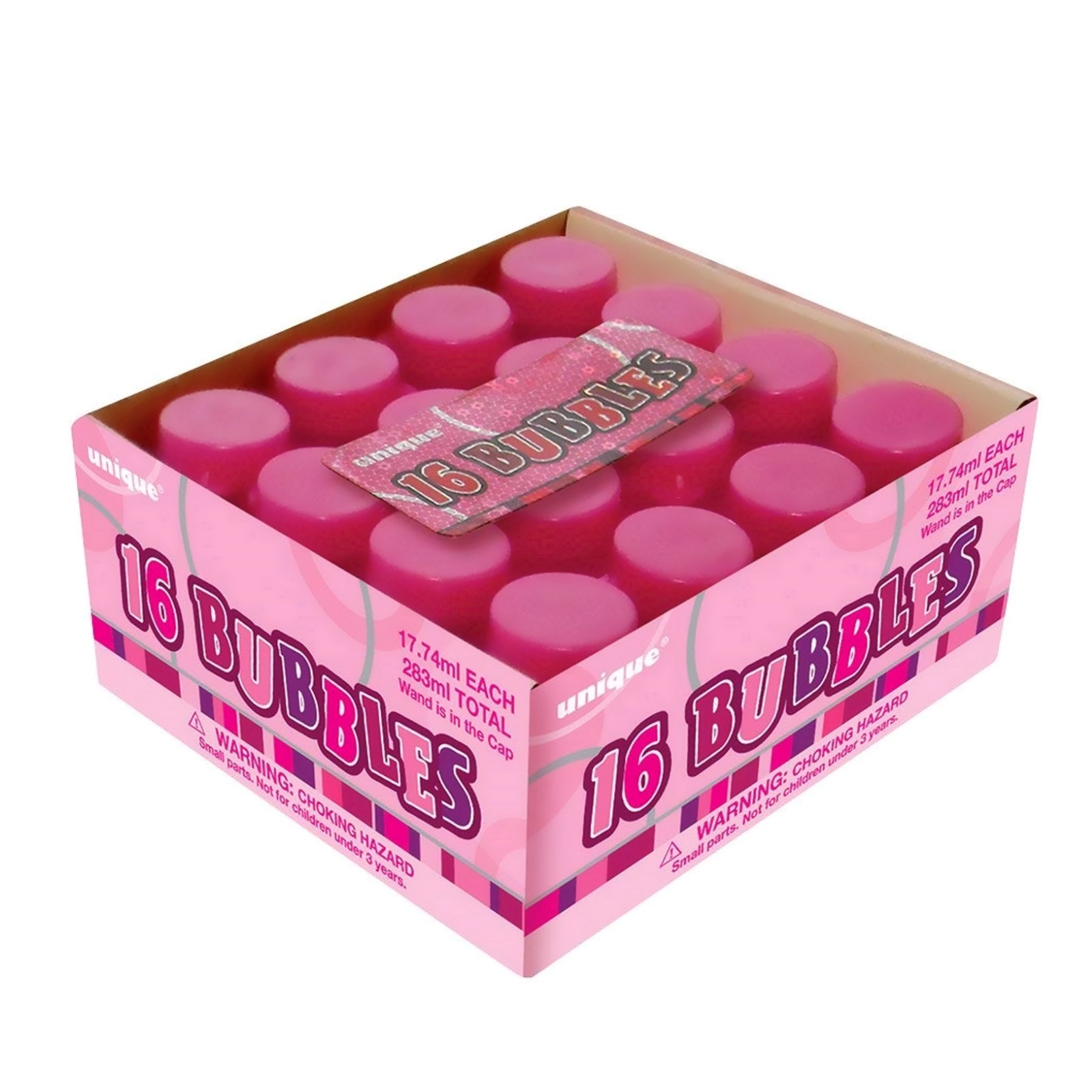 Glitz Pink Mini Bubble Bottles (Pack of 16)
