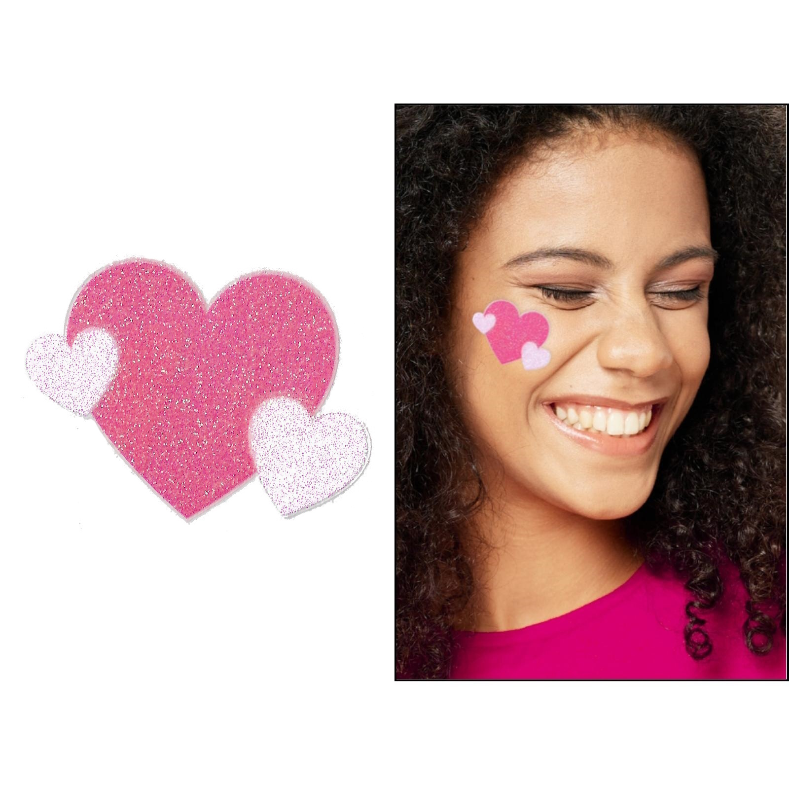 Pink and White Glitter Heart Body Jewellery