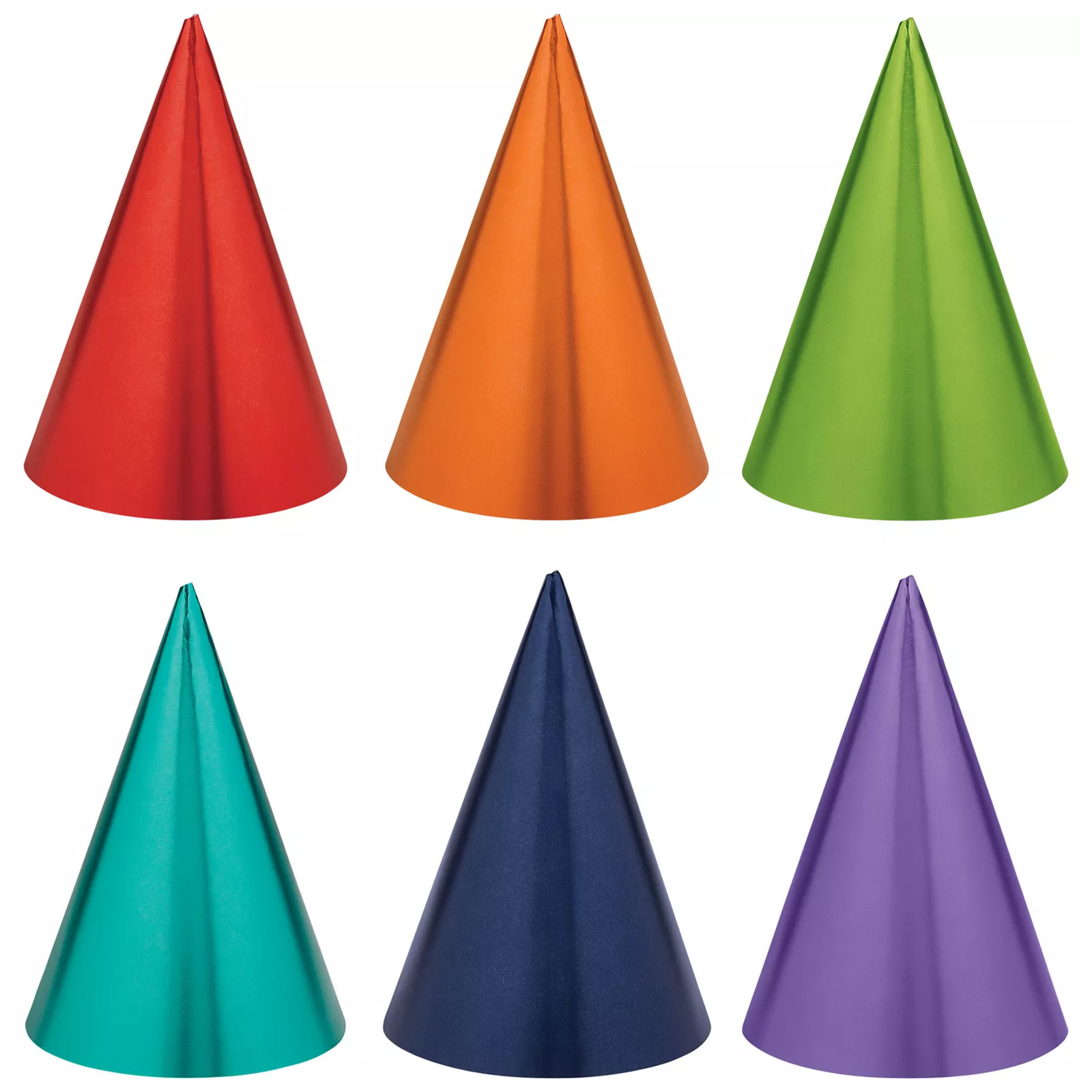 Assorted Coloured Metallic Party Hats (Pack of 12)