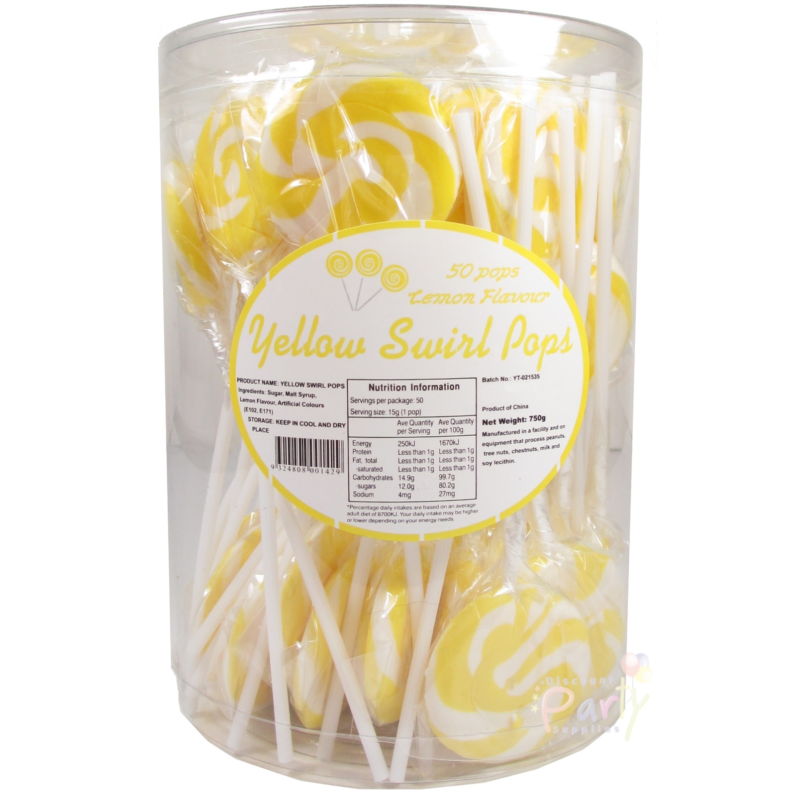 Yellow Swirl Lollipops (Pack of 50)