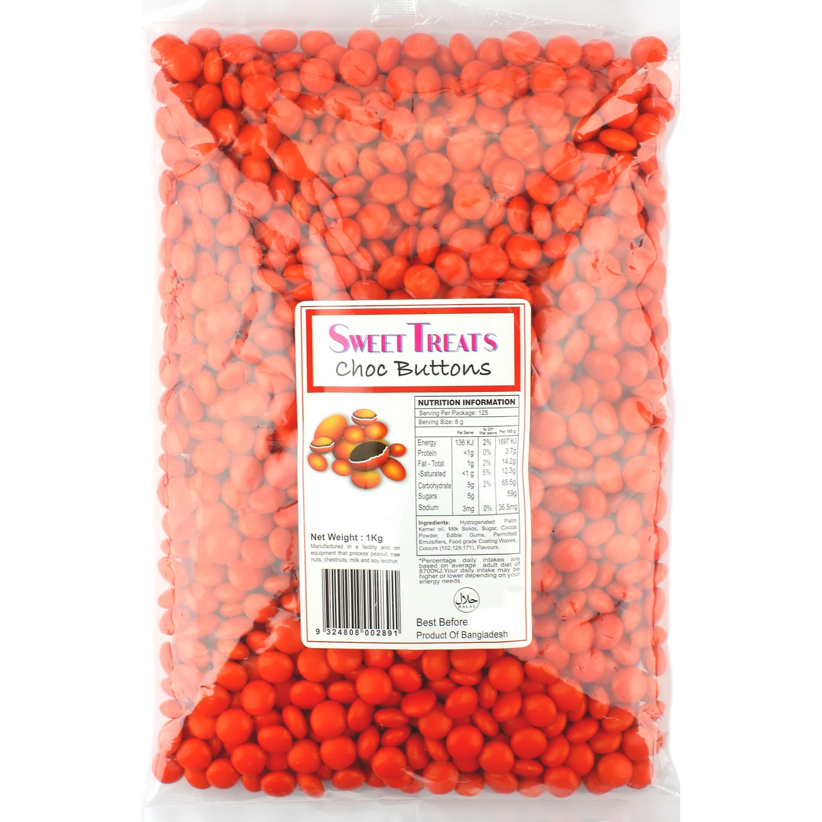 Orange Chocolate Buttons (1kg)