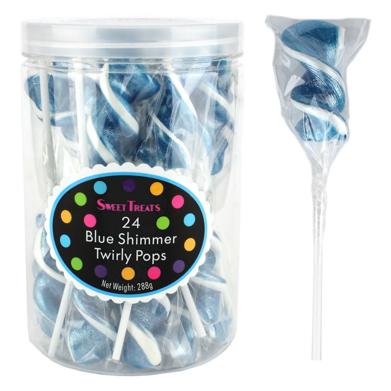 Blue Shimmer Twirly Pops (Pack of 24)