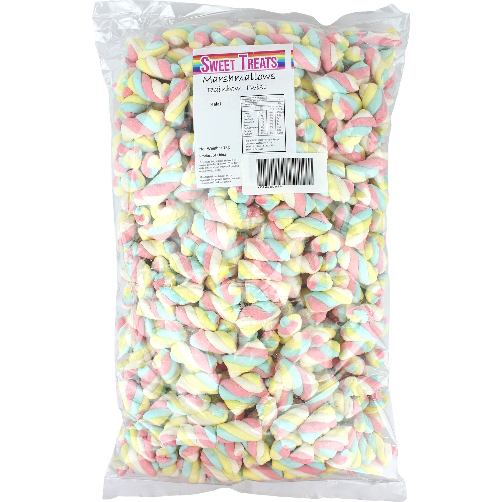 Rainbow Marshmallow Twists (1kg)