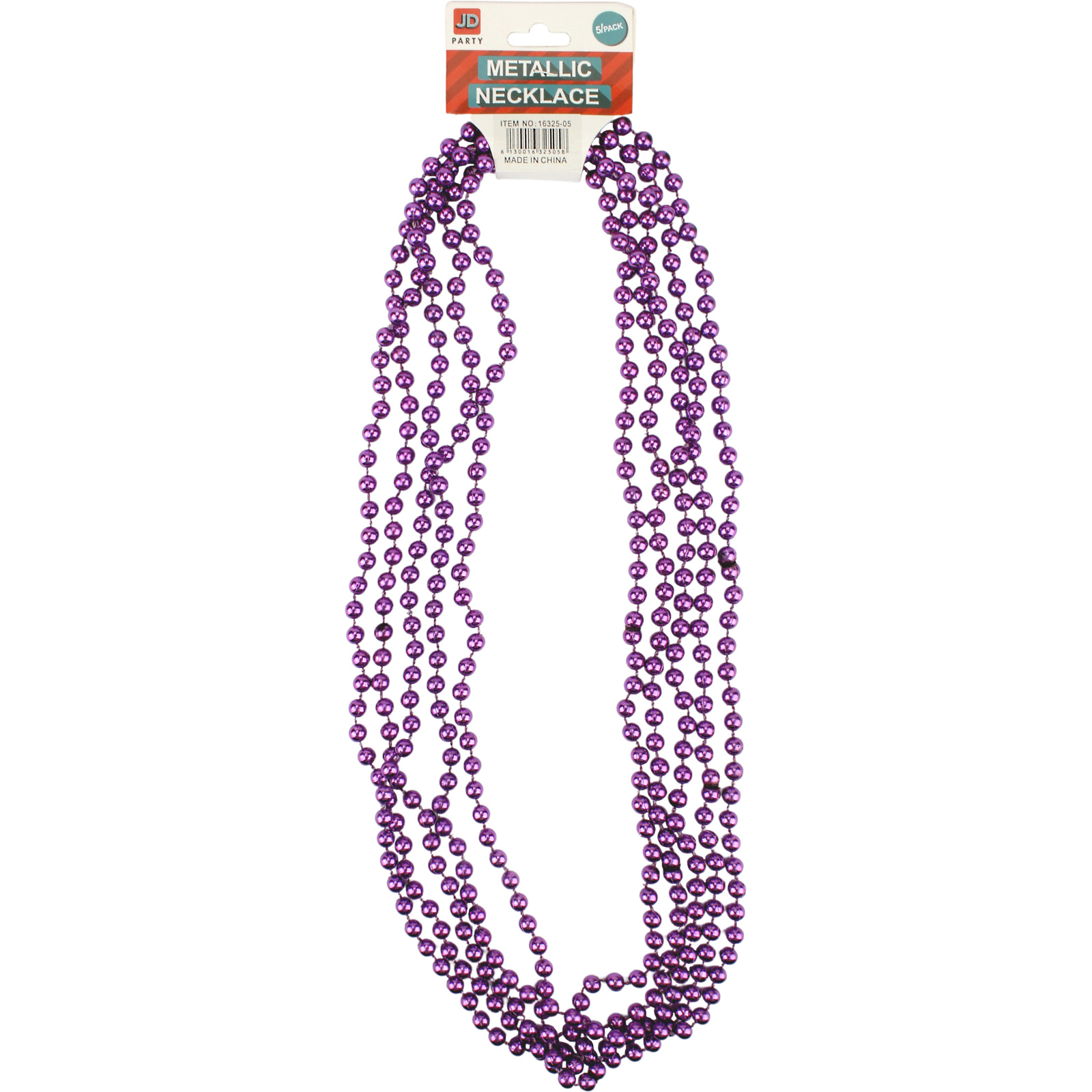 Metallic Purple Bead Necklaces (Pack of 5)