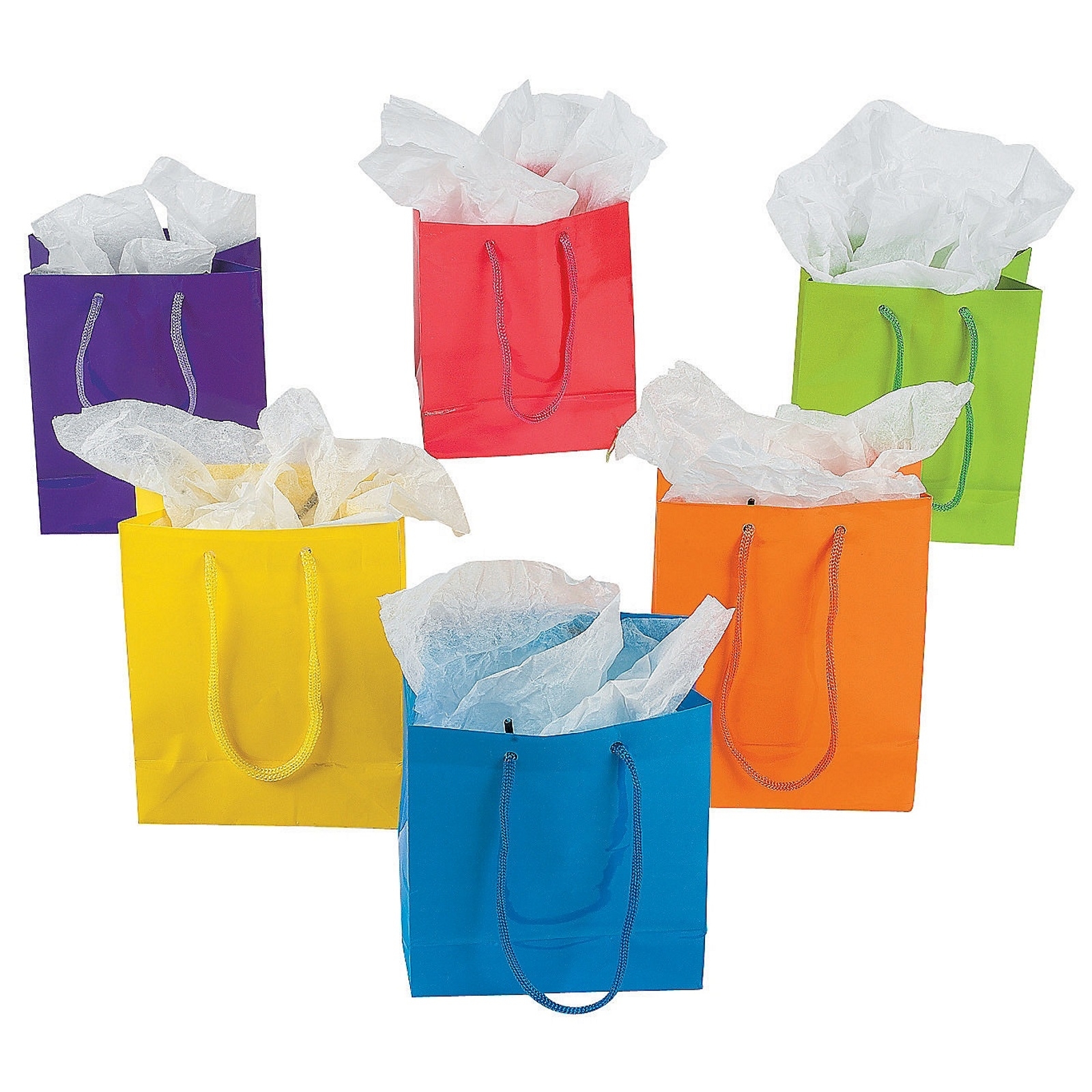 Small Coloured Paper Gift Bags (Pack of 12)