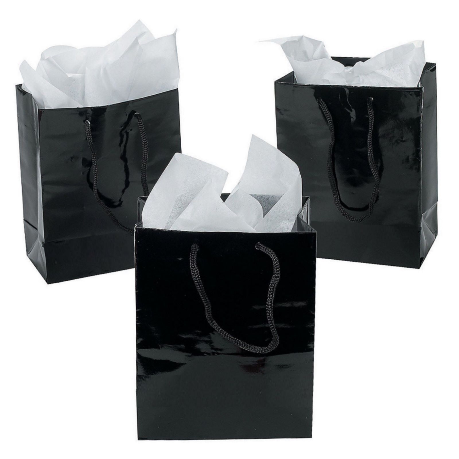 Small Black Paper Gift Bags (Pack of 12)