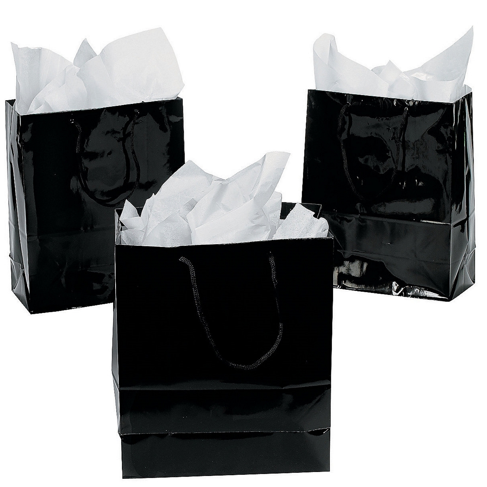 Medium Black Paper Gift Bags (Pack of 12)
