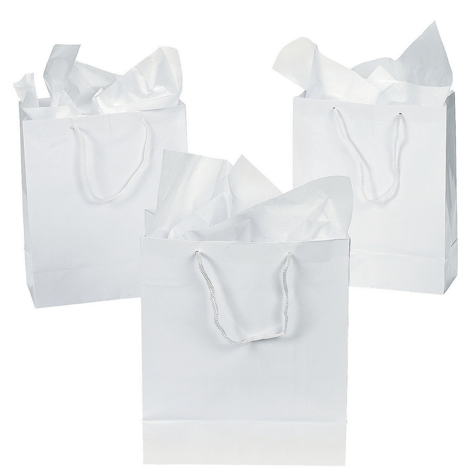 Medium White Paper Gift Bags (Pack of 12)