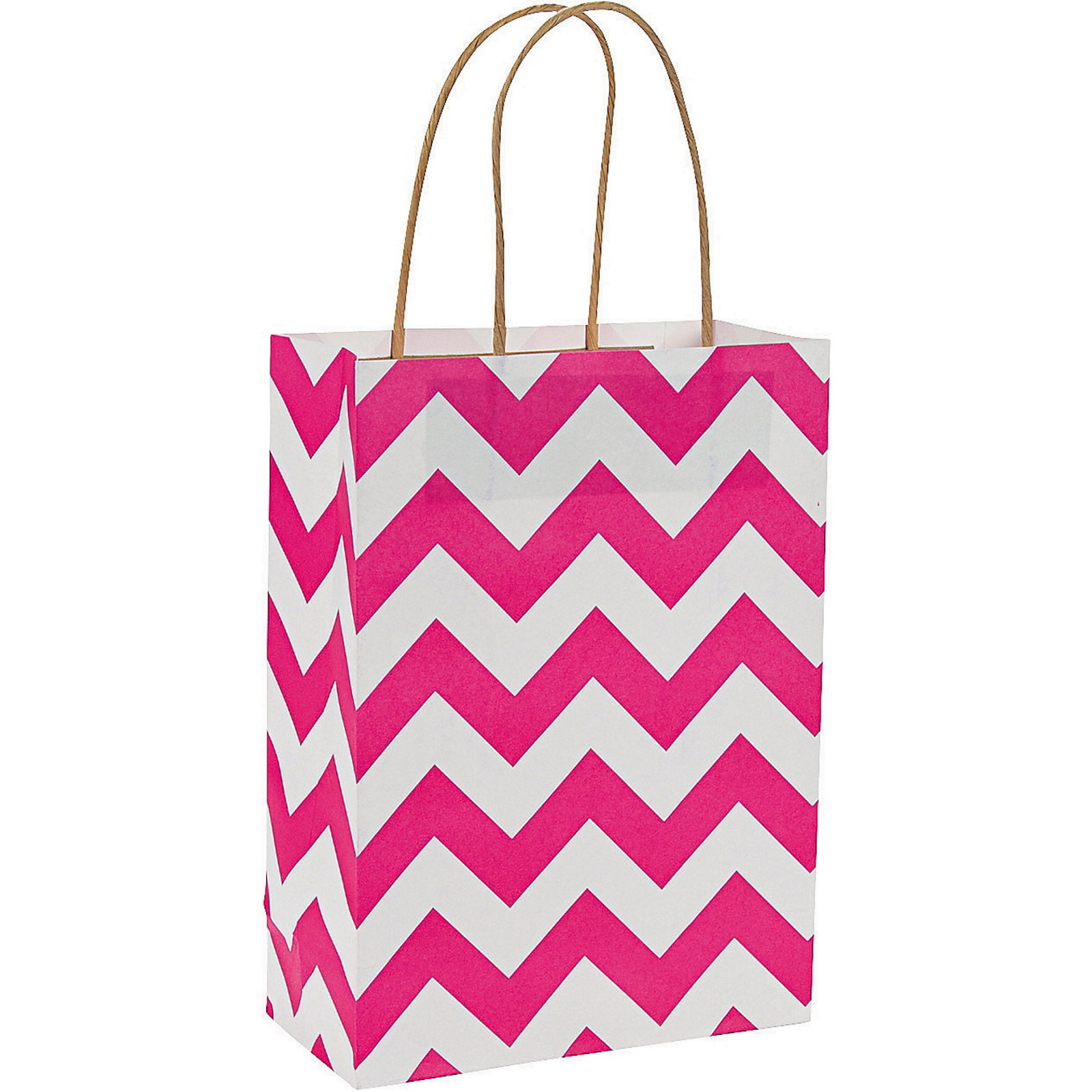 Hot Pink Chevron Paper Gift Bags 22.7cm (Pack of 12)