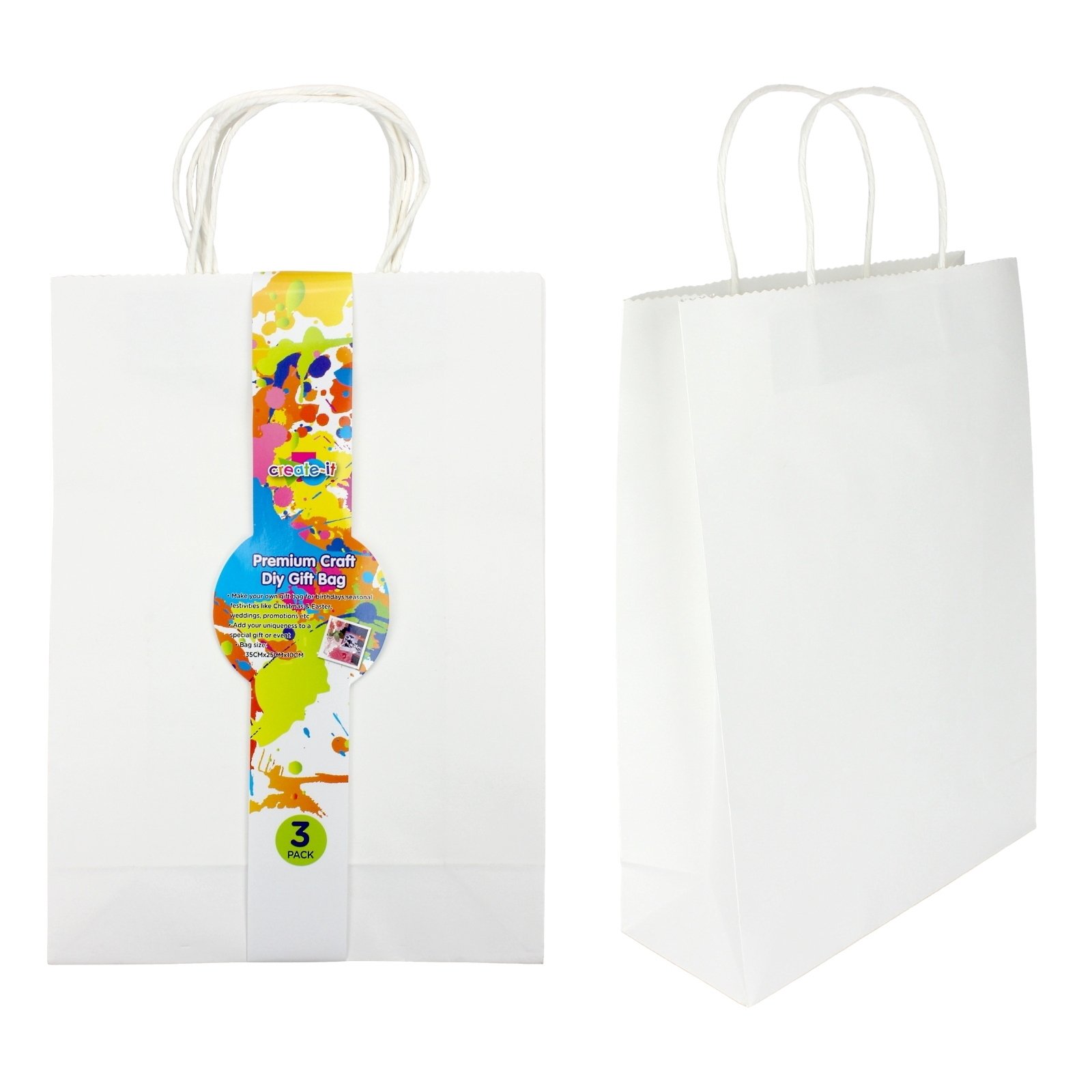 White Paper Gift Bags 35cm (Pack of 3)