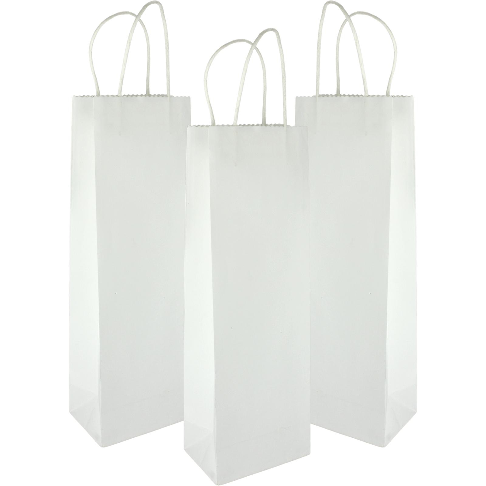 White Paper Bottle Bags 35cm x 11.5cm x 8cm (Pack of 3) 