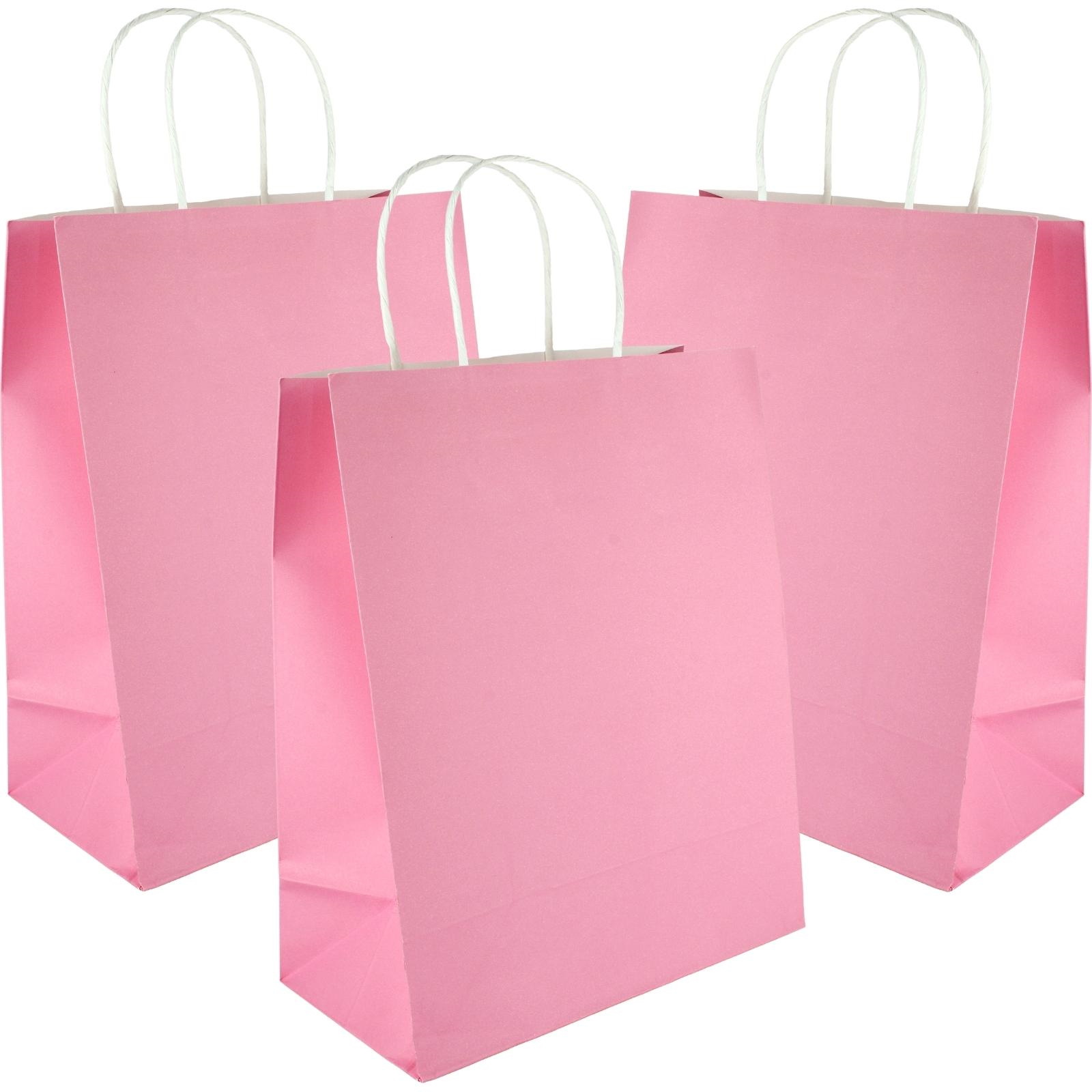 Pink Kraft Paper Gift Bags 32cm (Pack of 5)