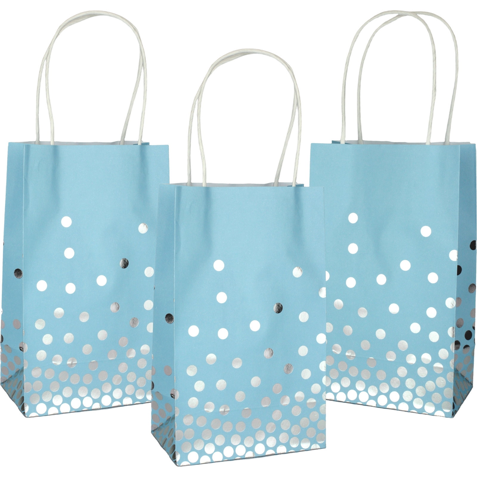 Light Blue and Silver Foil Dot Paper Gift Bags 21.5cm (Pack of 5) 