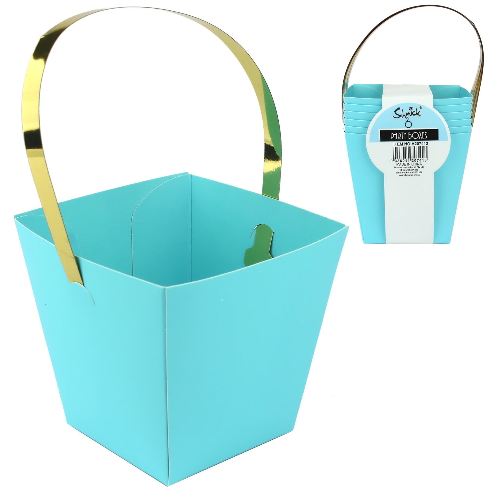 Pastel Blue and Gold Mini Treat Boxes (Pack of 6)