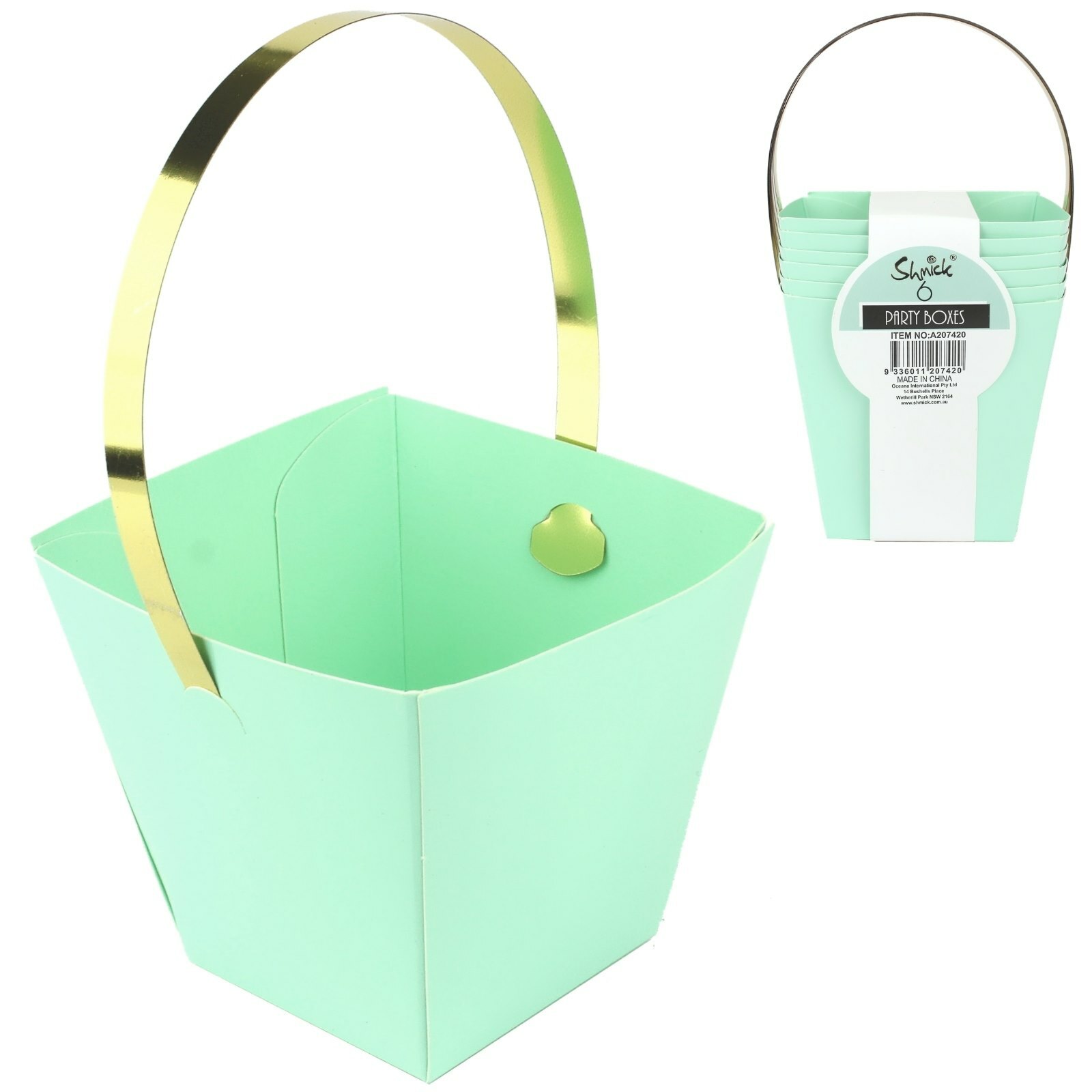 Pastel Mint Green and Gold Mini Treat Boxes (Pack of 6)
