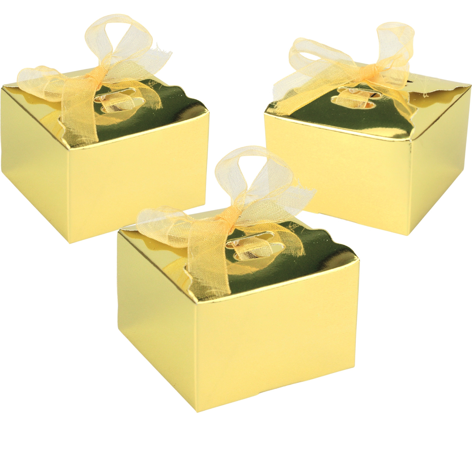 Small Gold Scalloped Favour Boxes With Ribbon (Pack of 6)