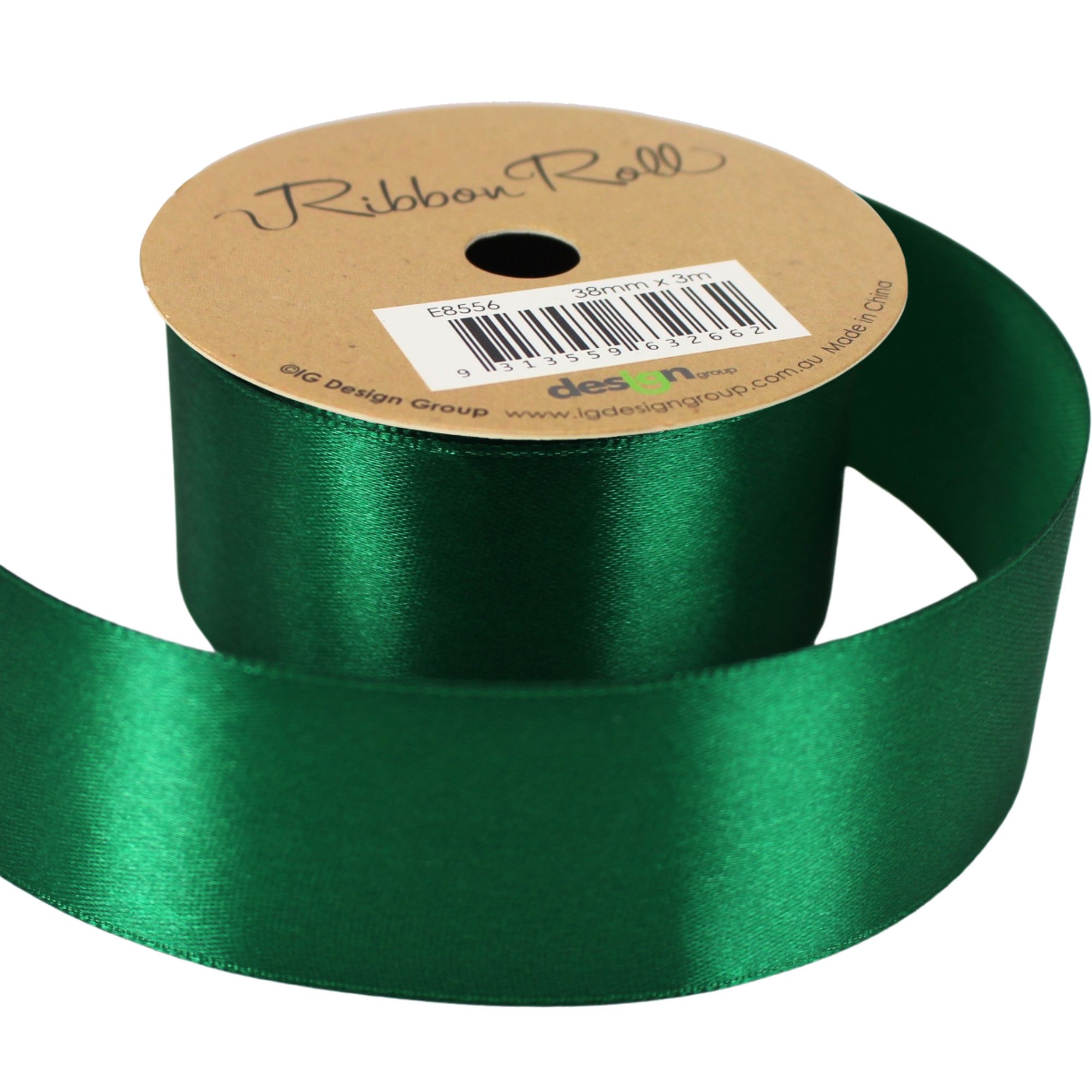 Green Ribbon String Dark Green Satin Ribbon Roll (38mm x 3m) - Discount Party Supplies