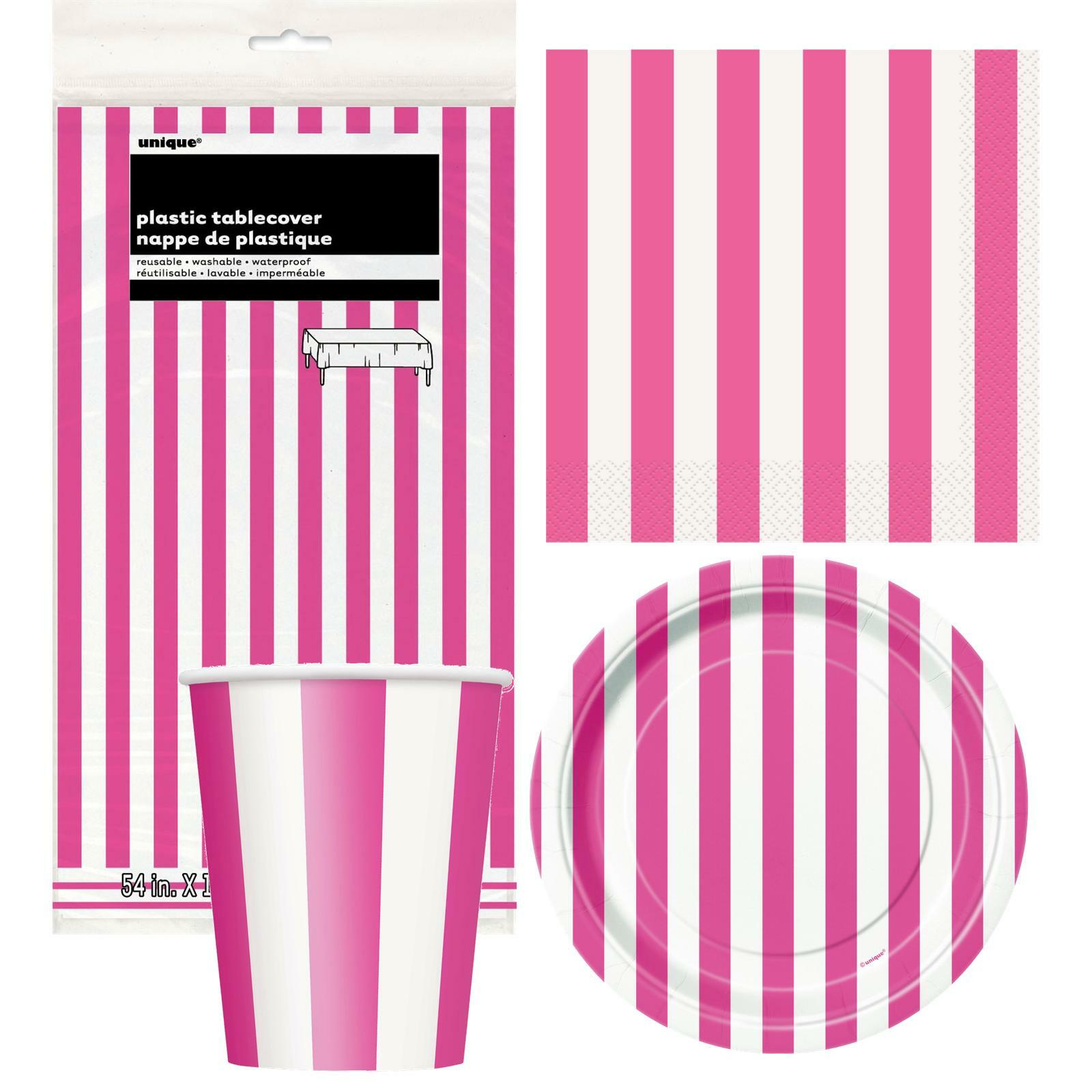 Pink and White Striped Party Pack (For 8 Guests)
