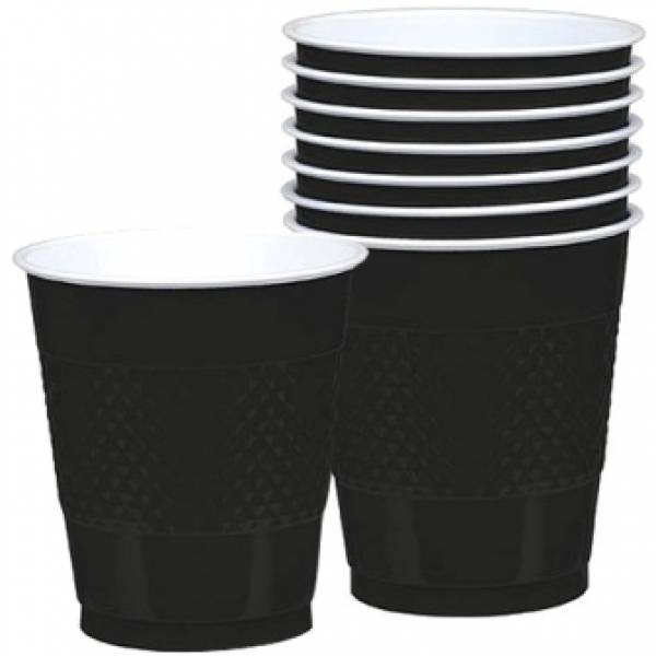 Black Plastic Cups (Pack of 20)
