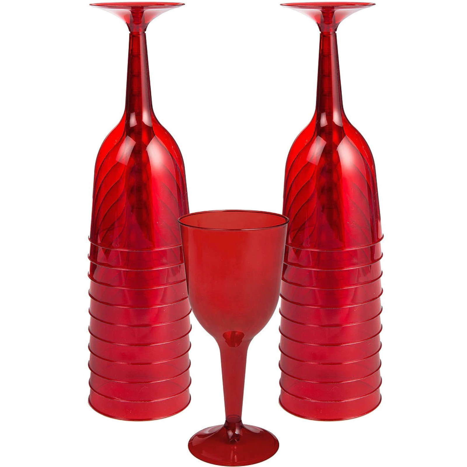 Red Plastic Wine Glasses (Pack of 20)