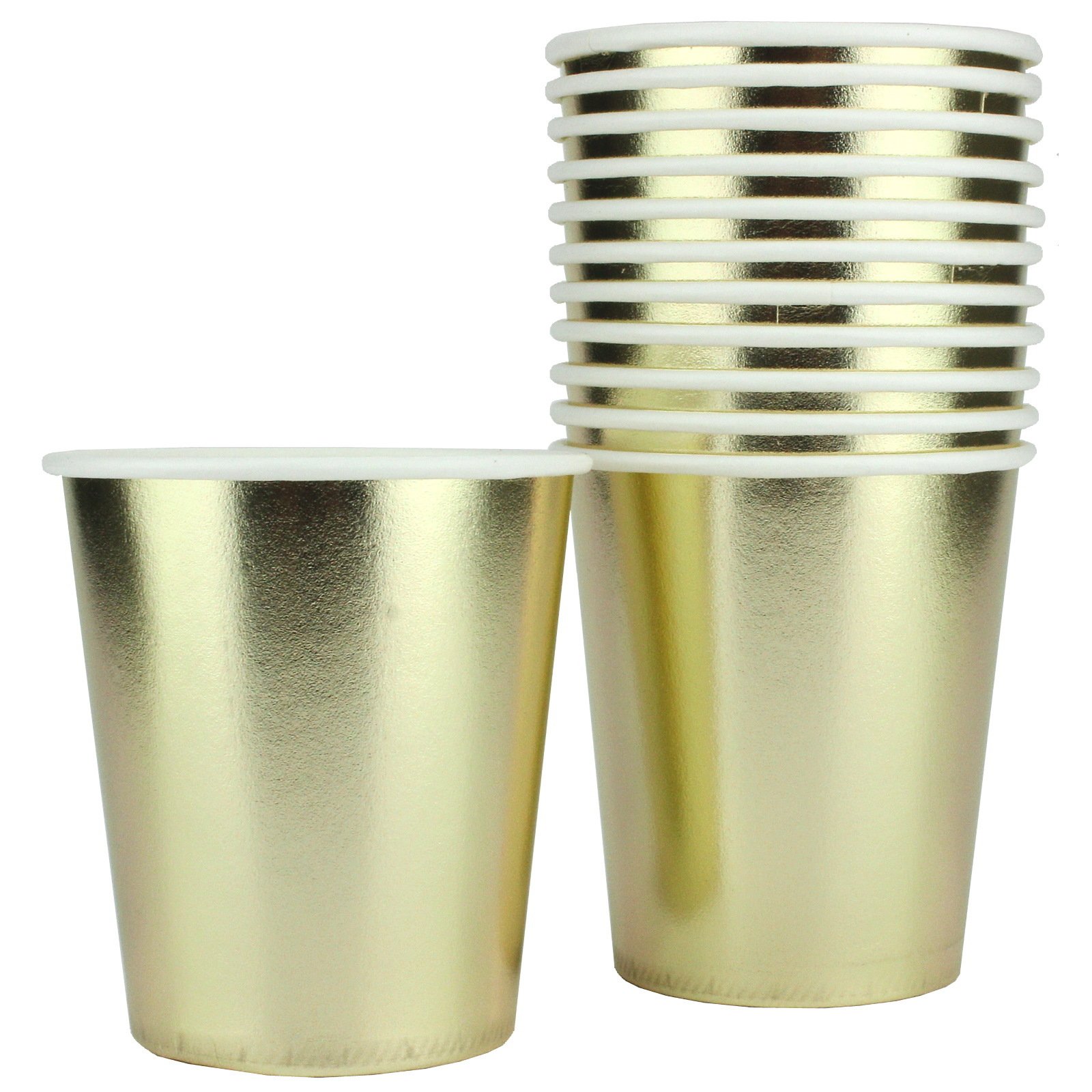 Gold Foil Paper Cups 200ml (Pack of 12)