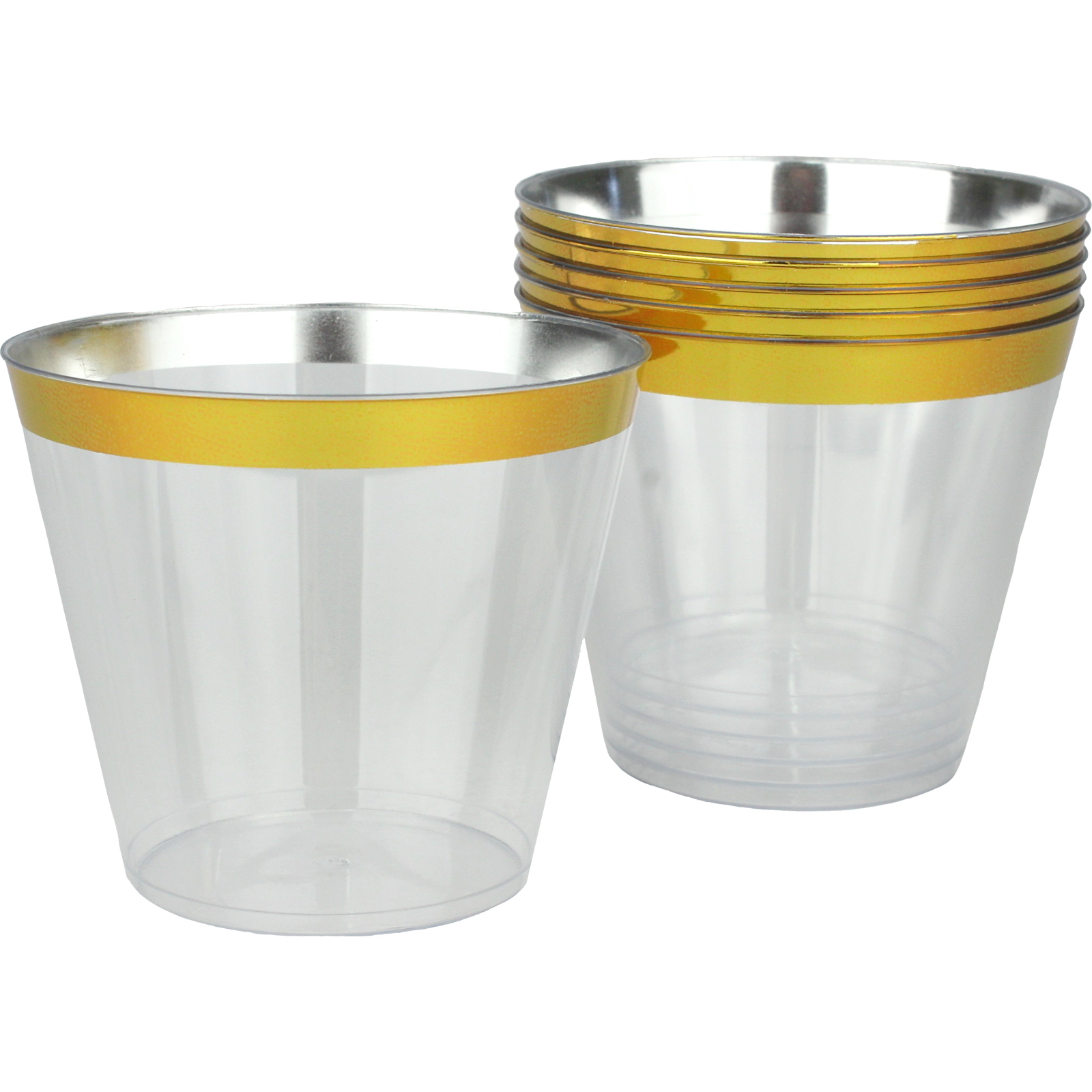 Gold Trim Plastic Tumbler Cups (Pack of 6)