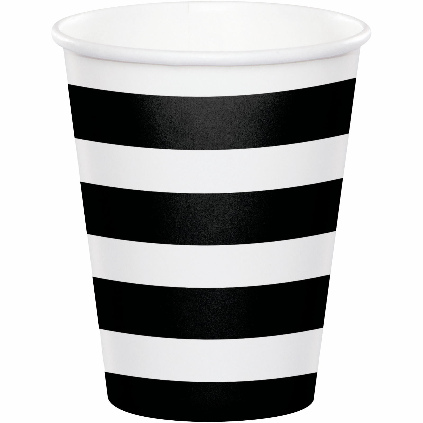 Black and White Striped Paper Cups (Pack of 8)