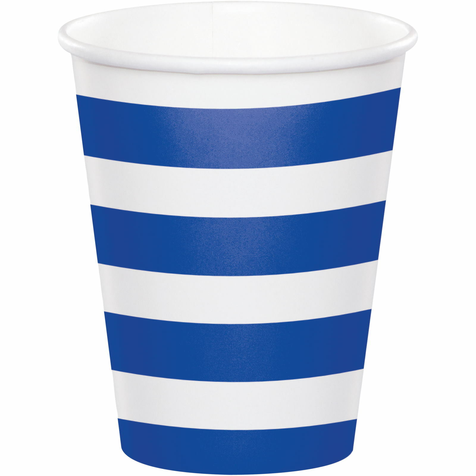 Blue and White Striped Paper Cups (Pack of 8)