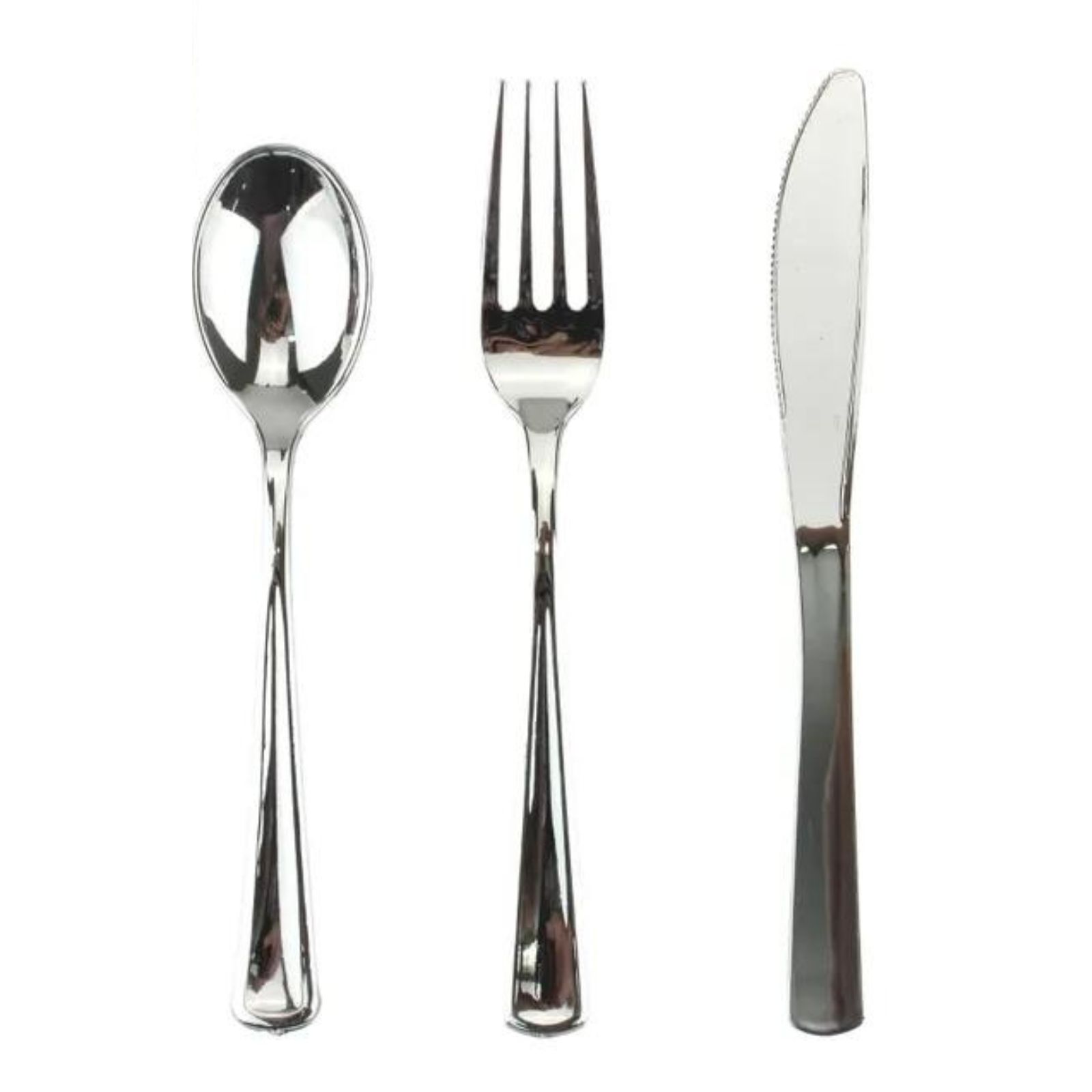 Reusable Silver Metallic Plastic Cutlery (Pack of 18)