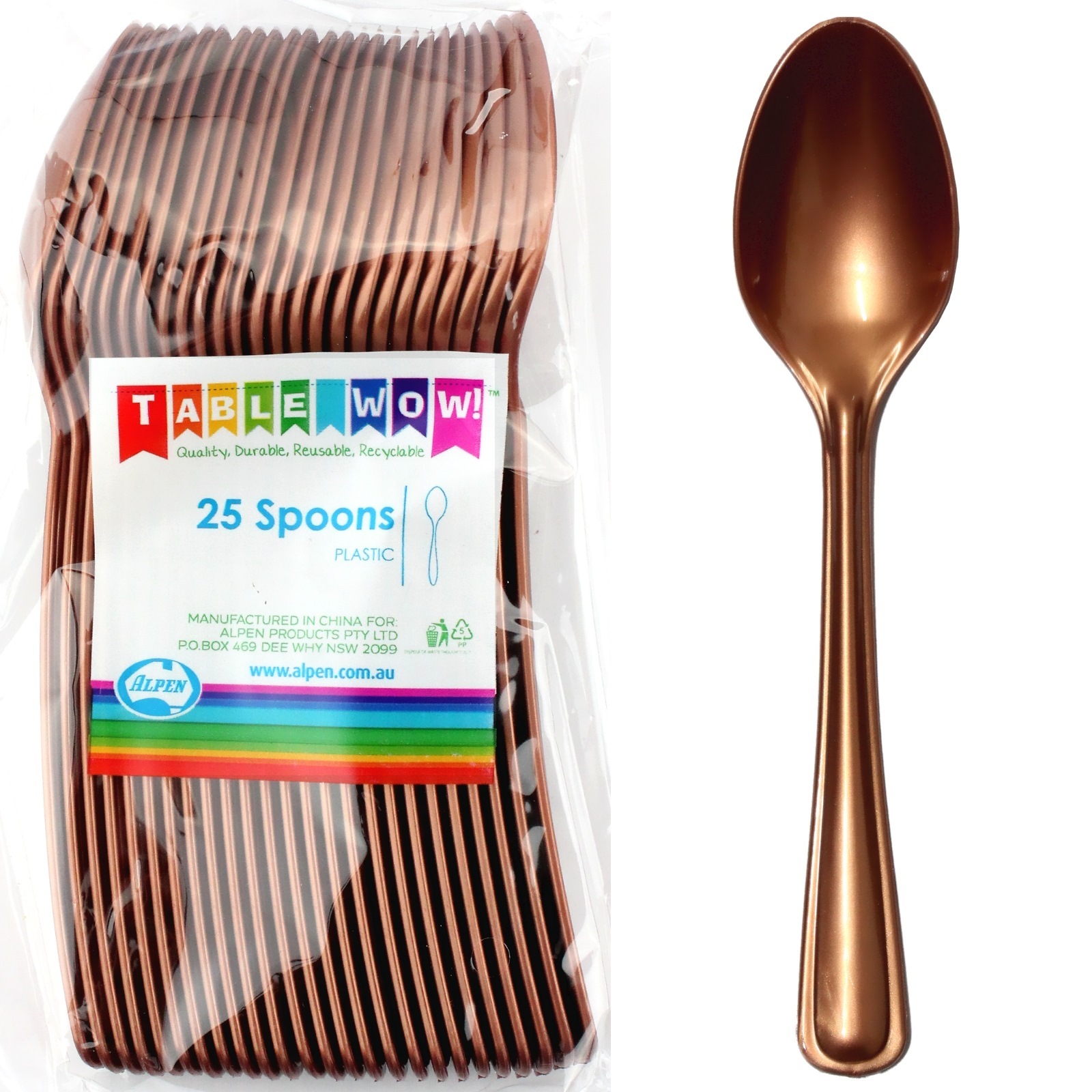 Rose Gold Plastic Spoons (Pack of 25)