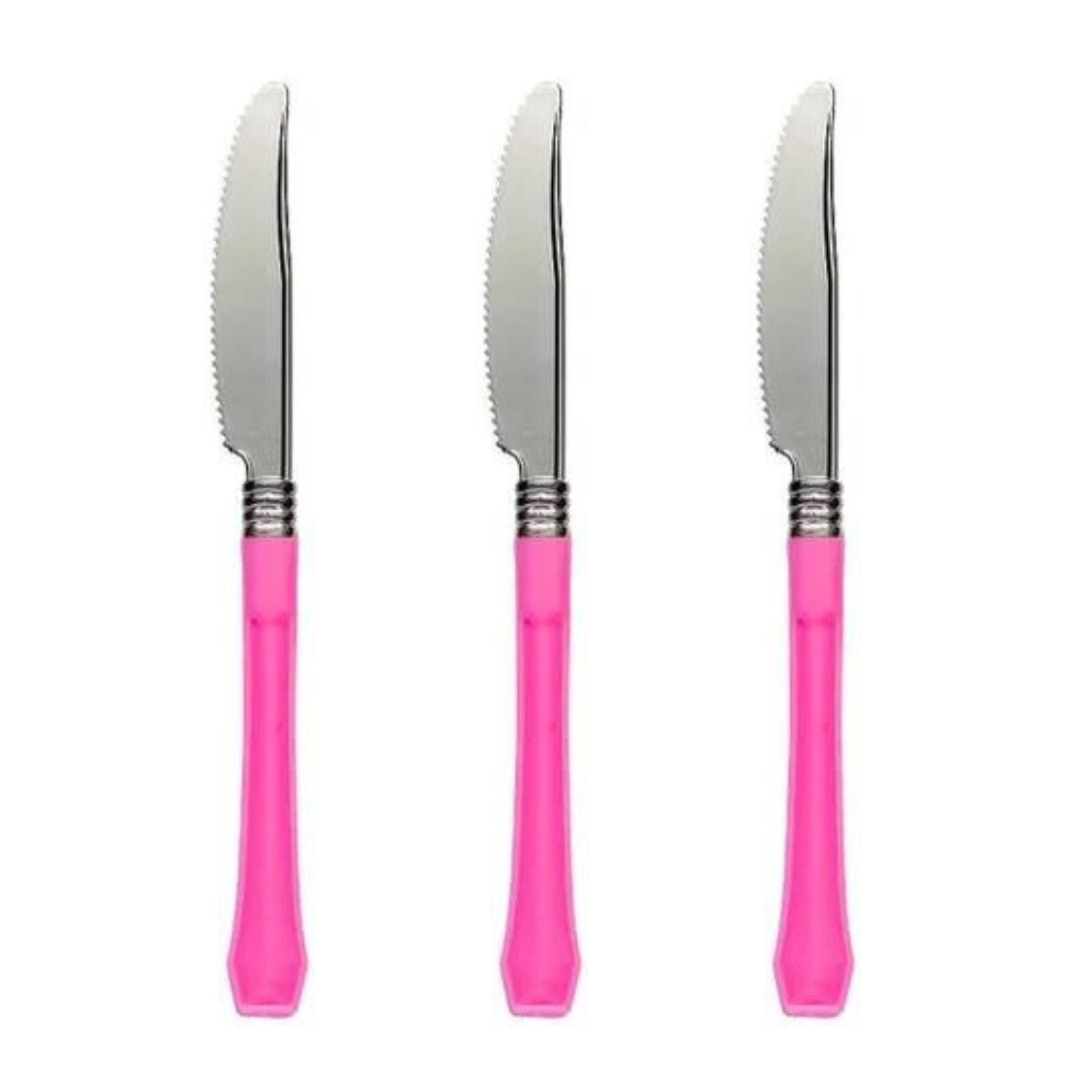 Bright Pink Reusable Premium Plastic Knives (Pack of 20)