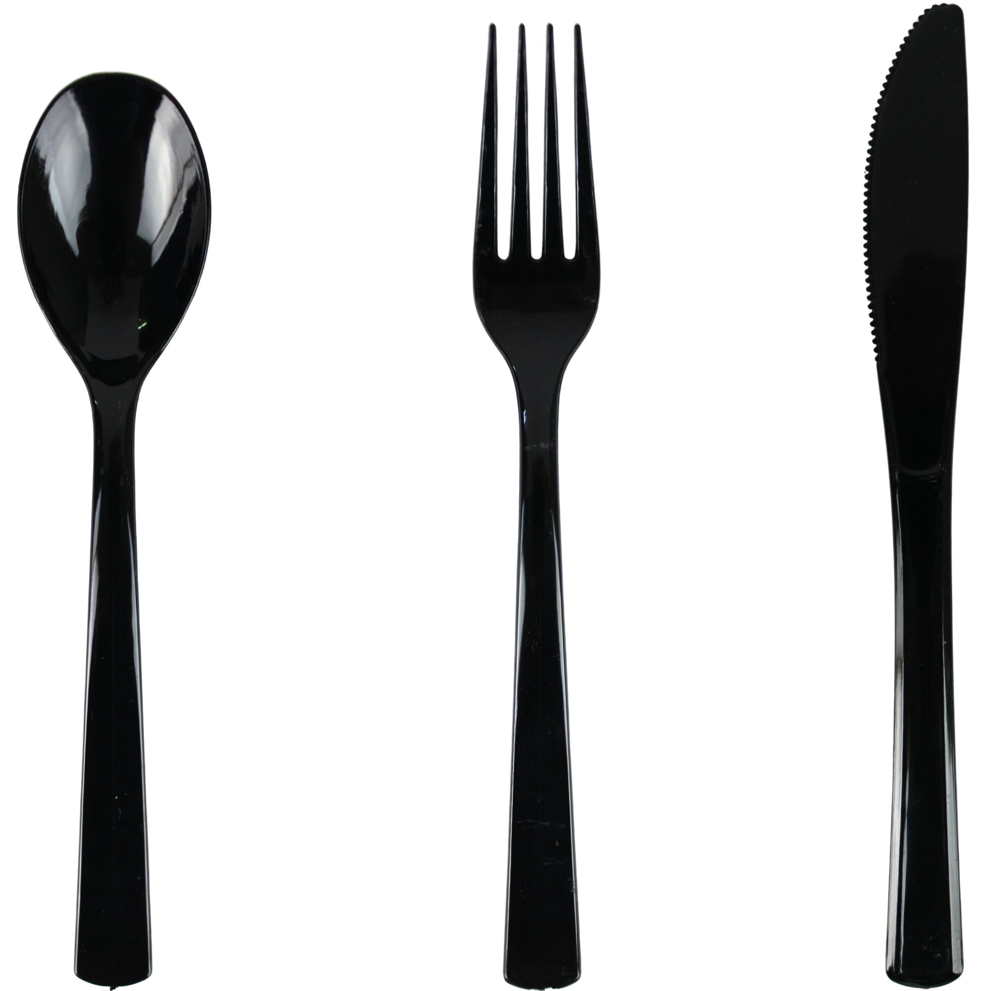 Black Reusable Plastic Cutlery (Pack of 18)