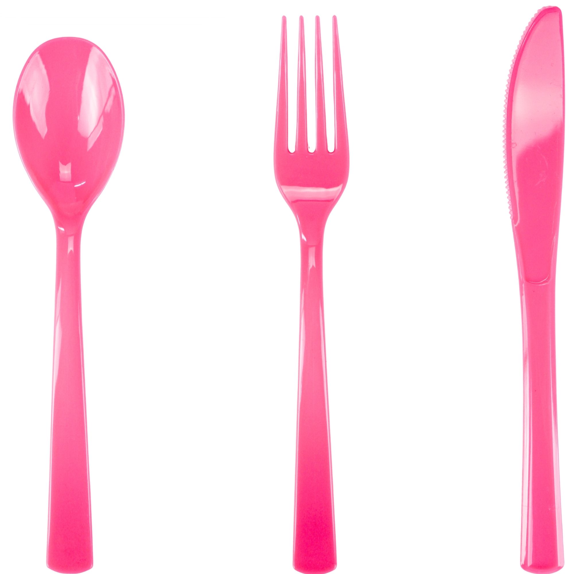 Hot Pink Reusable Plastic Cutlery (Pack of 18) 
